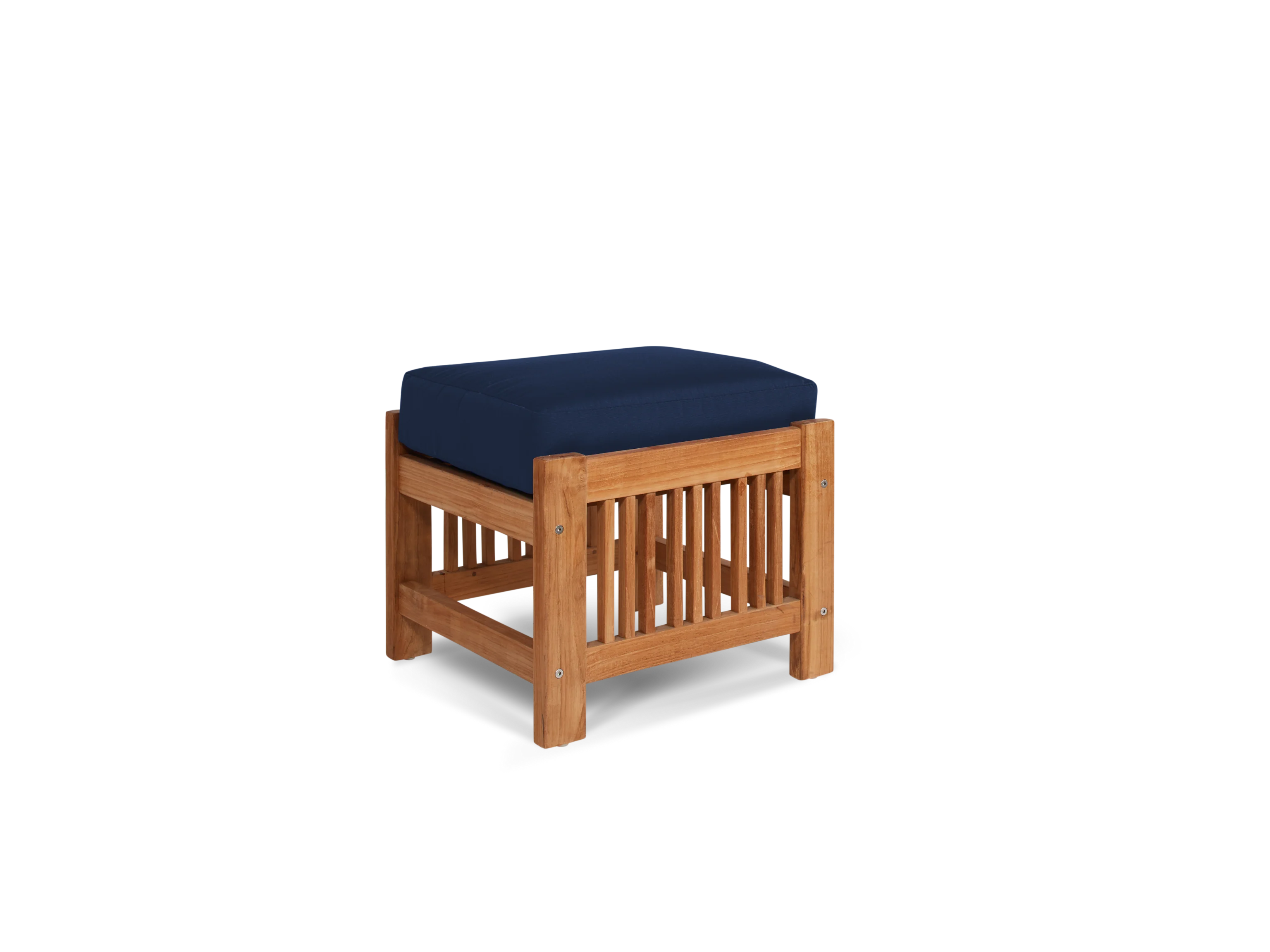 Summer 5-Piece Teak Navy Outdoor Patio Deep Seating Set with Subrella Navy Cushion - Image 7