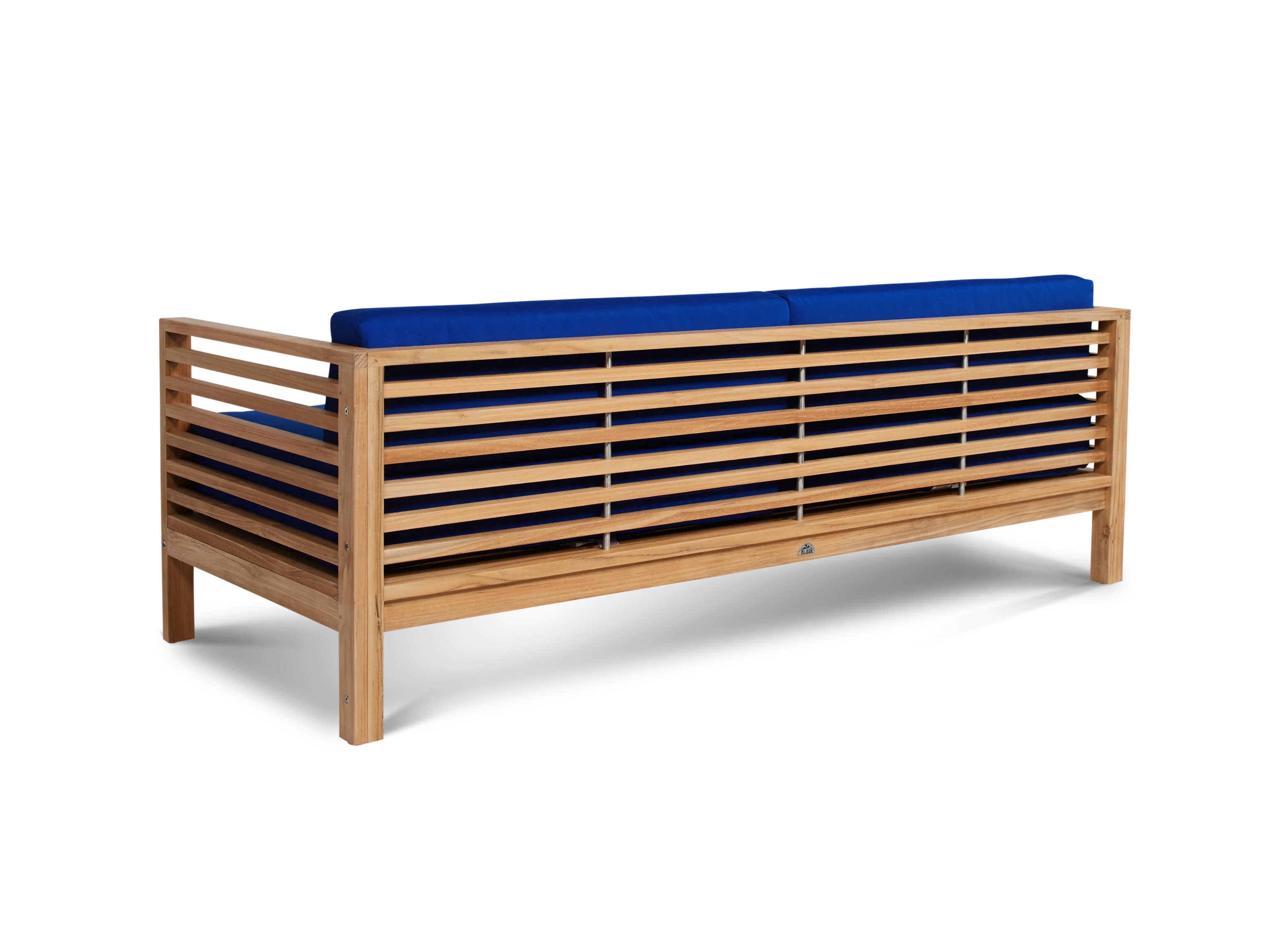 Summer 5-Piece Teak True Blue Outdoor Patio Deep Seating Set with Subrella True Blue Cushion - Image 4