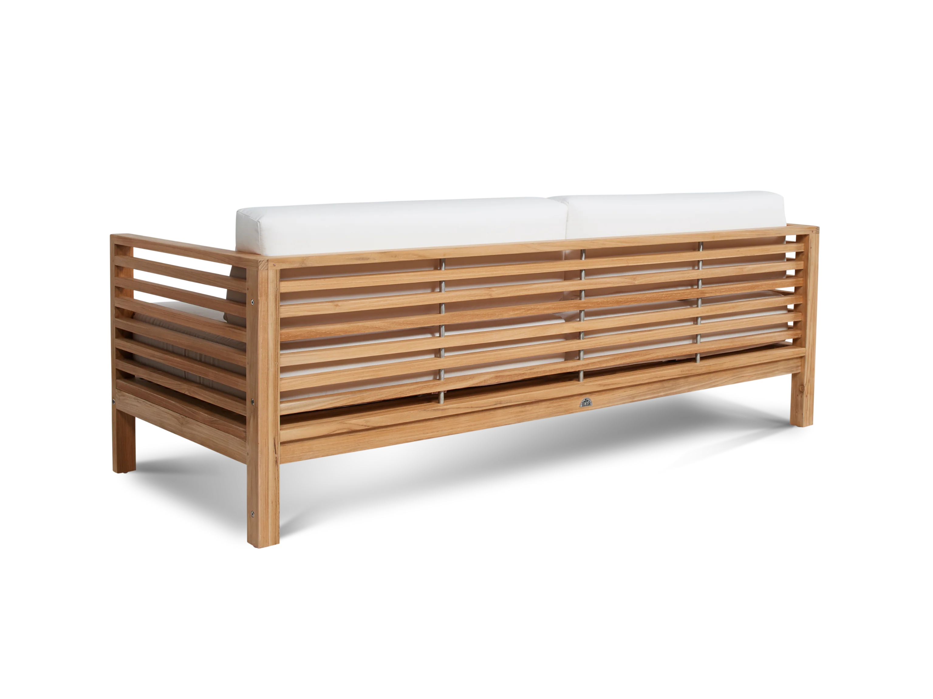 Summer 5-Piece Teak White Outdoor Patio Deep Seating Set with Subrella White Cushion - Image 3
