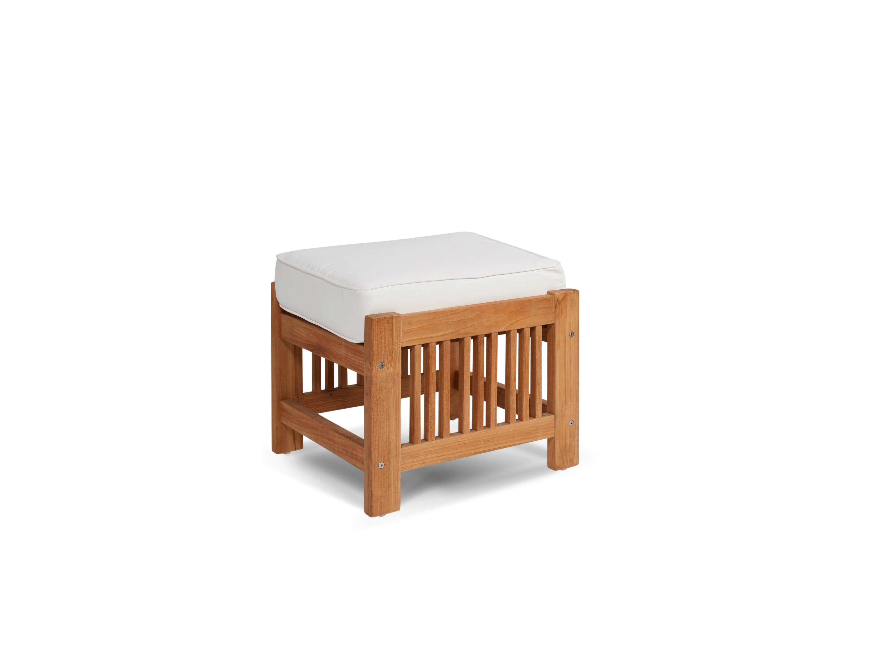 Summer 5-Piece Teak White Outdoor Patio Deep Seating Set with Subrella White Cushion - Image 7