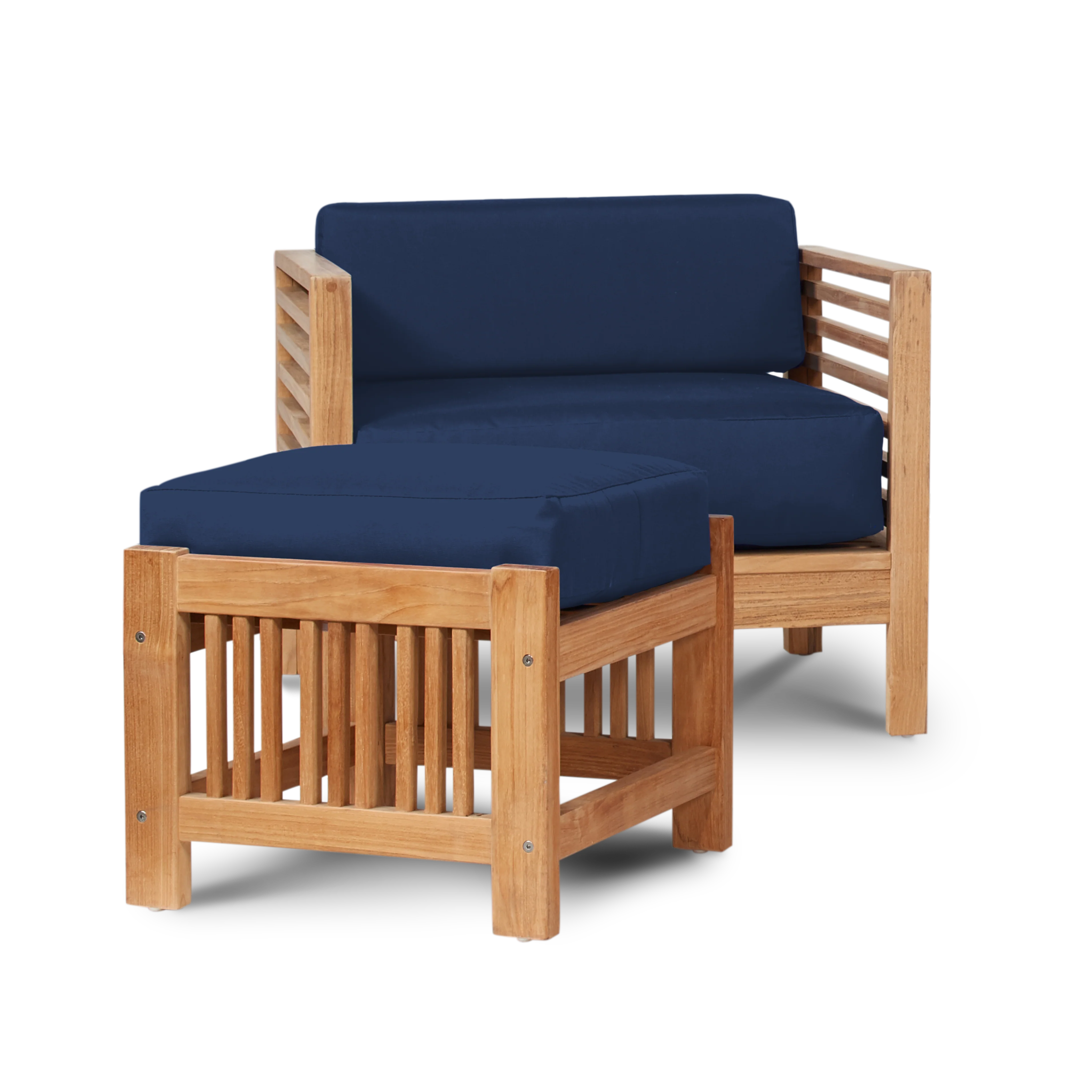 Summer Teak Navy Outdoor Club Chair with Sunbrella® Cushion - Image 3