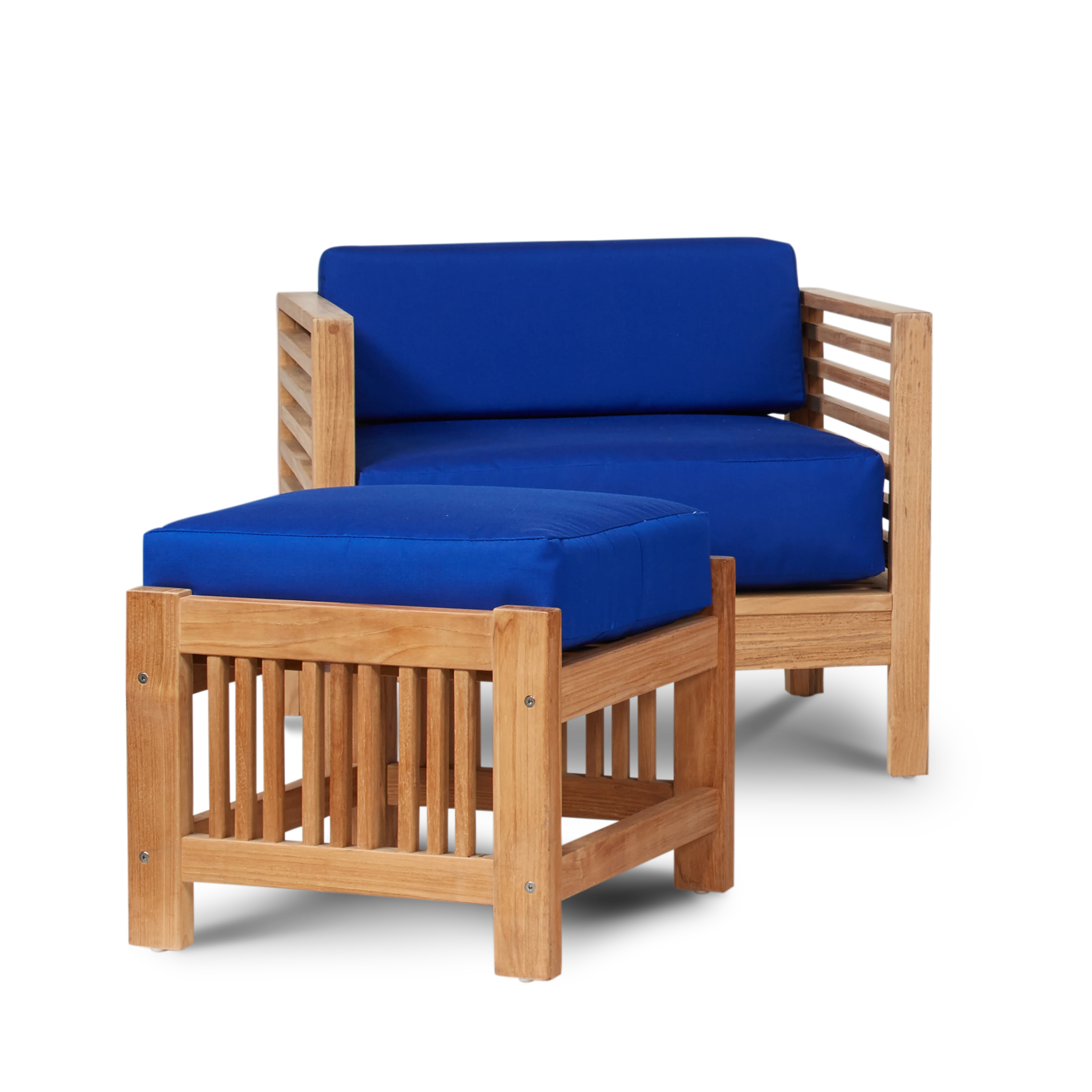 Summer Teak True Blue Outdoor Club Chair with Sunbrella® Cushion - Image 3