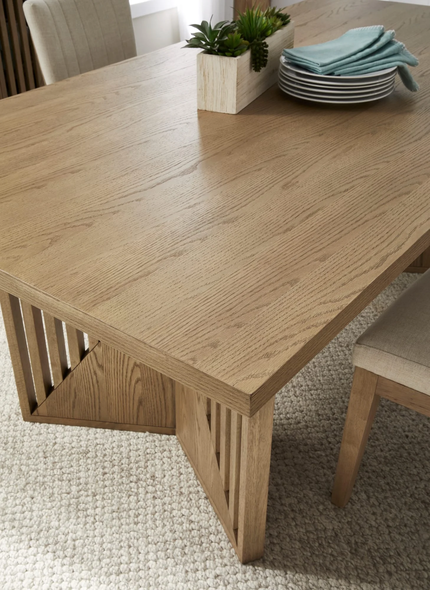 Sumner Natural Double Pedestal Oak Dining Table - Image 2