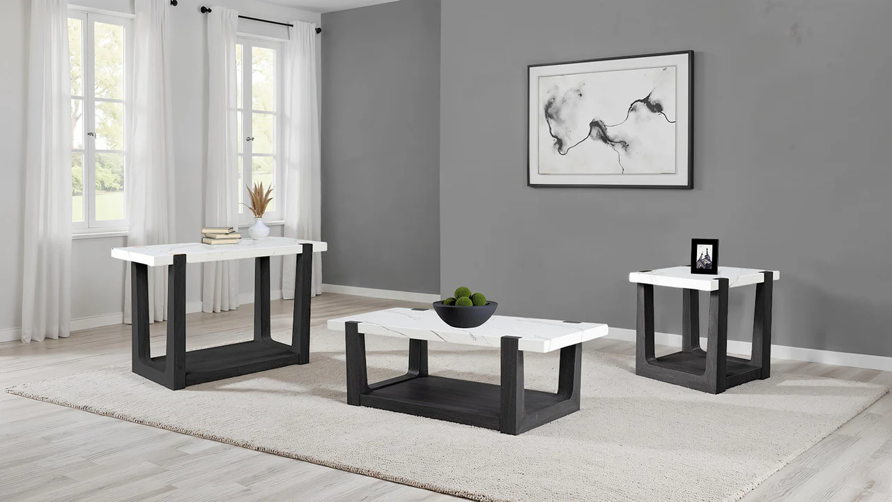 Sundbry White/Black End Table - Image 2