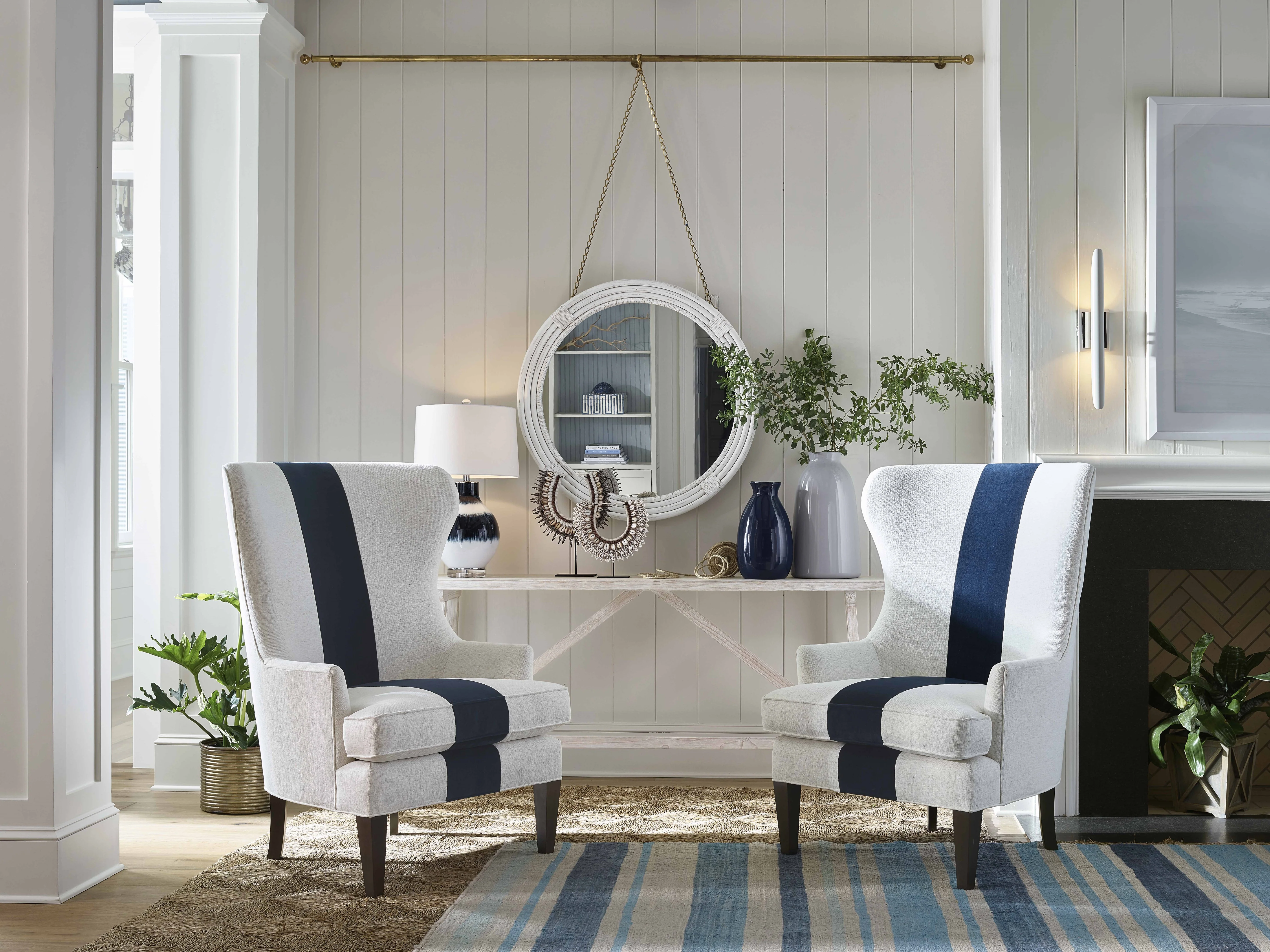 Surfside Nomad Snow/Navy Wing Chair