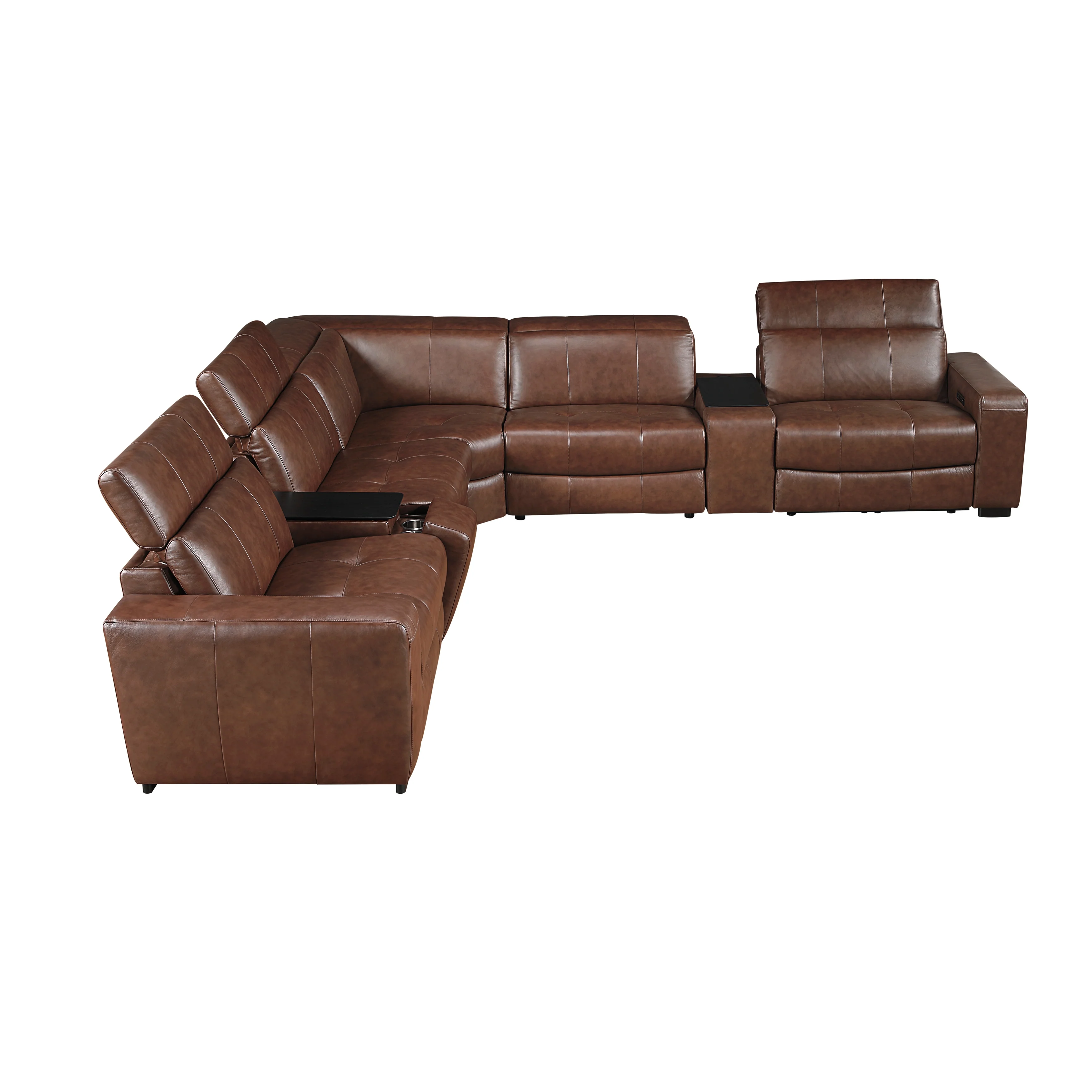 Sutton Brown 7-Piece Modular Power Reclining Sectional - Image 4