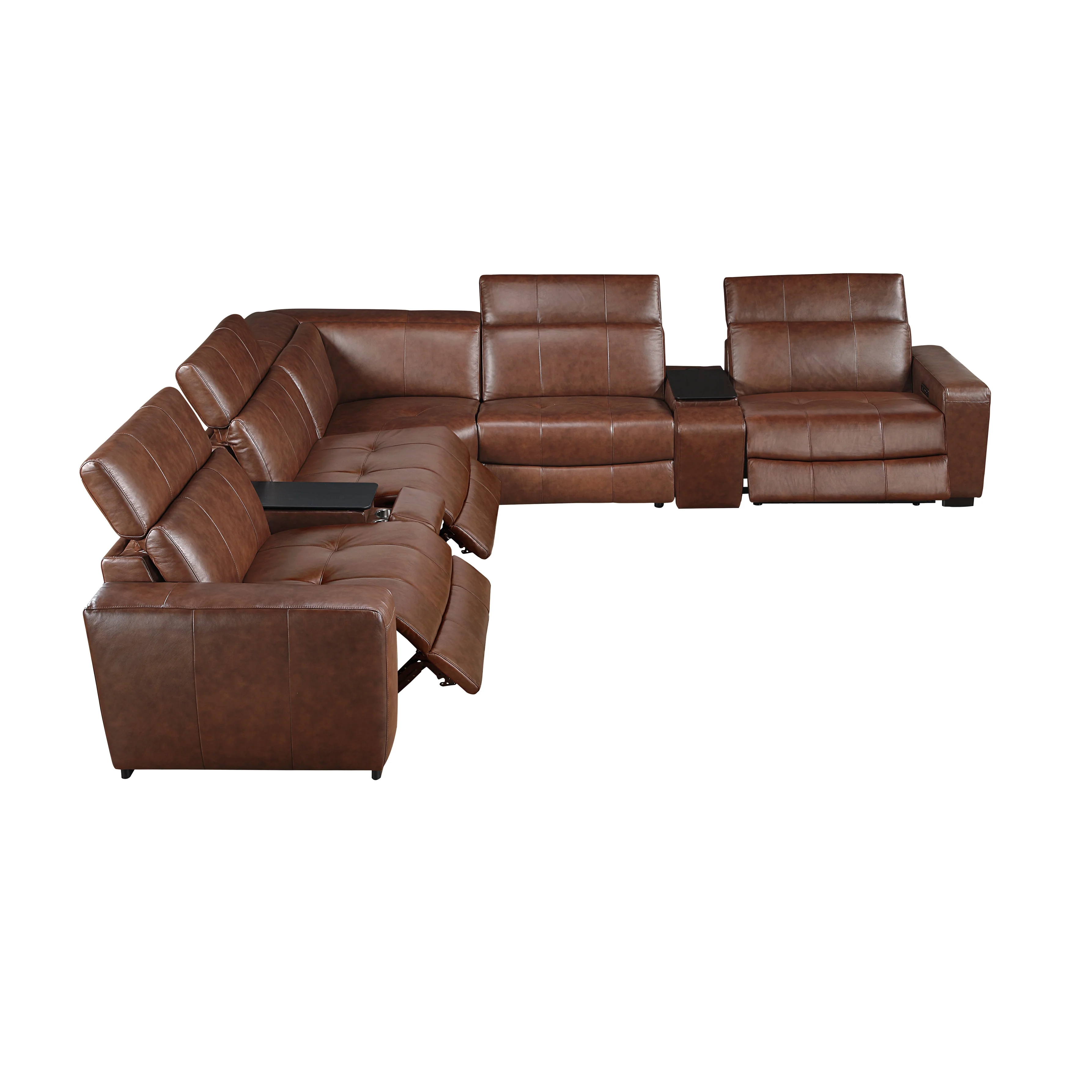 Sutton Brown 7-Piece Modular Power Reclining Sectional - Image 5