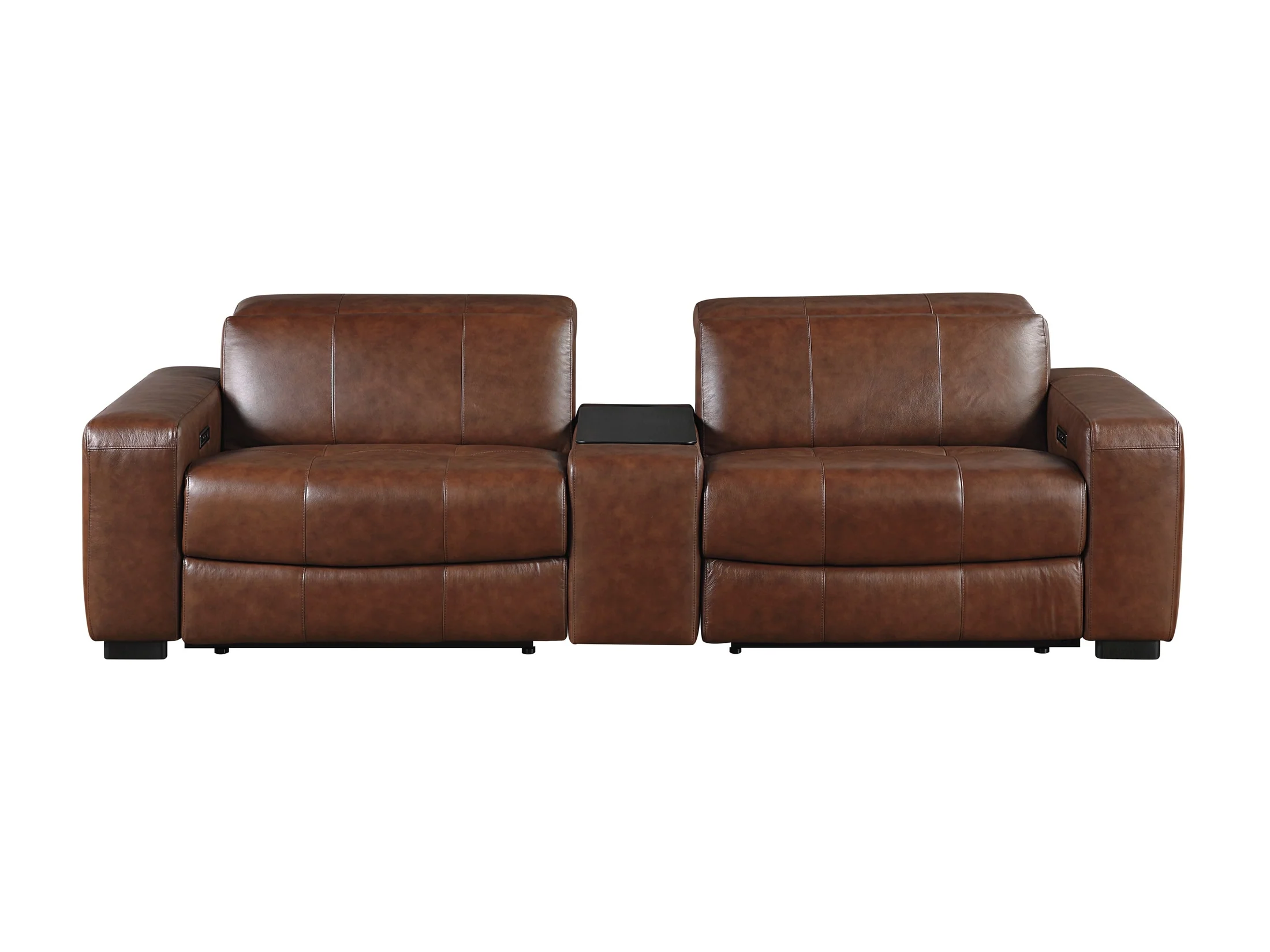Sutton Brown Power Double Reclining Loveseat w/ Center Console
