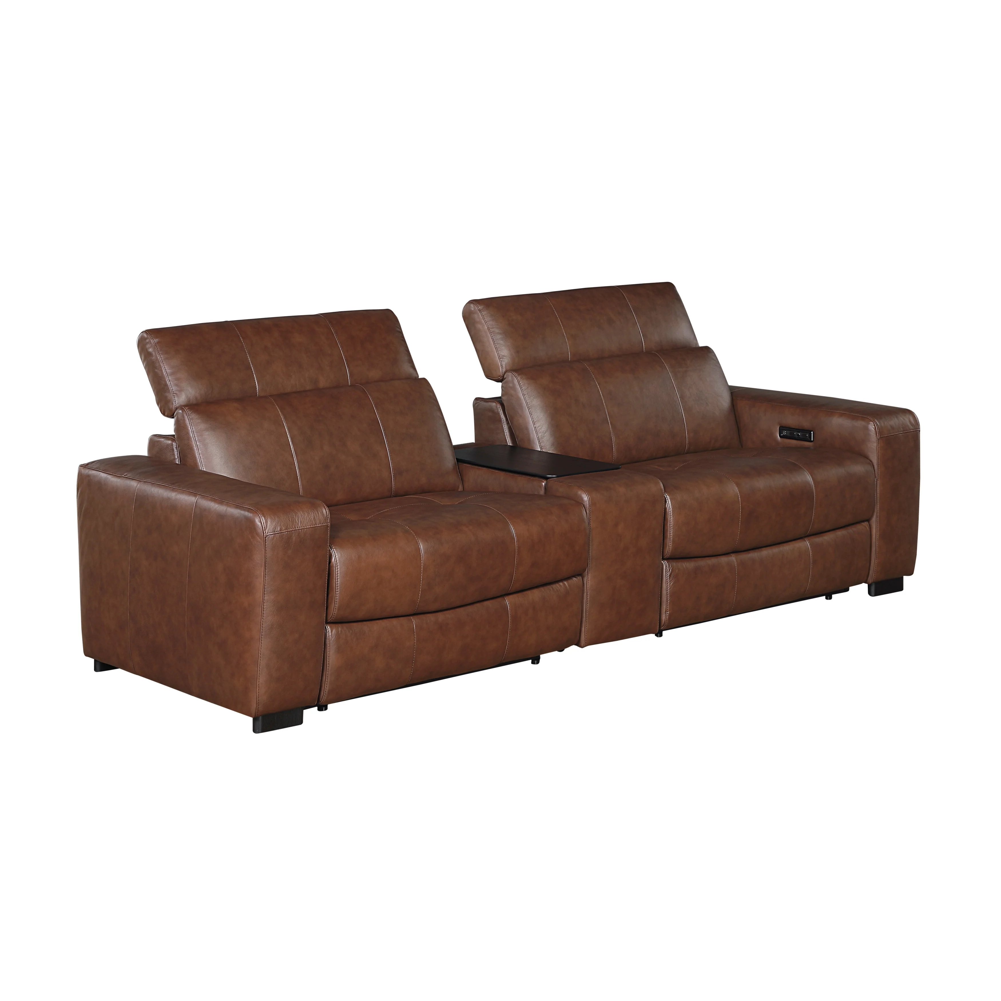 Sutton Brown Power Double Reclining Loveseat w/ Center Console - Image 3