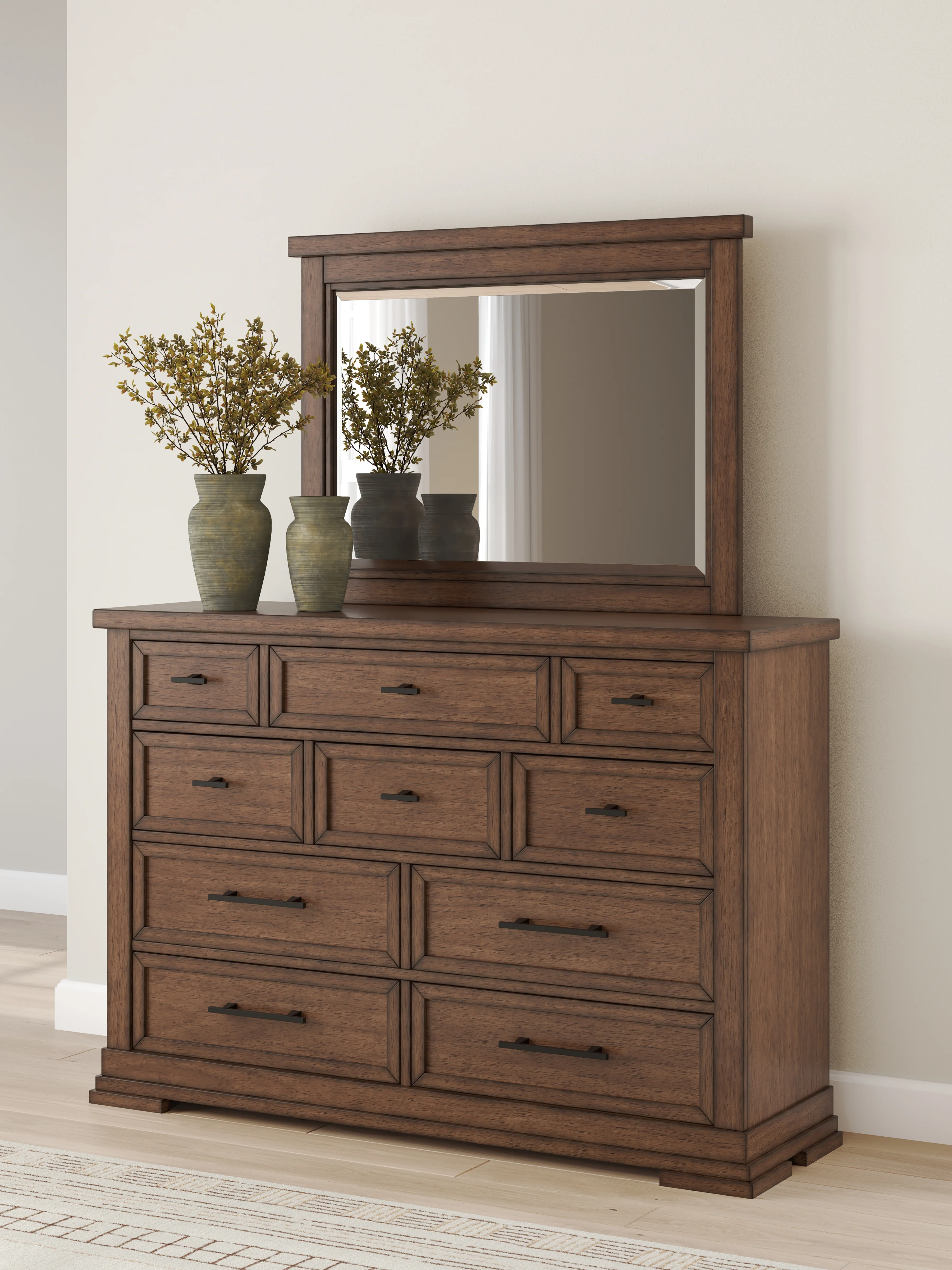 Taffenbrook Medium Brown Queen Panel Storage Bed, Dresser and Mirror (Online Special Price) - Image 16