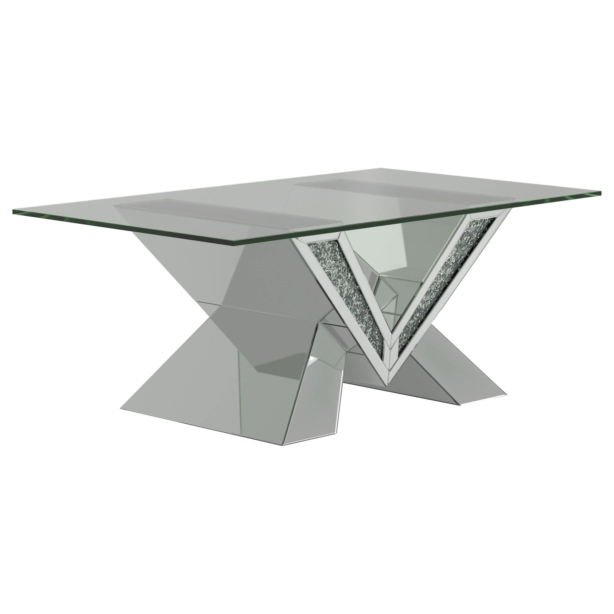 Taffeta Silver 3-piece Mirrored Coffee and End Table Set - Image 3