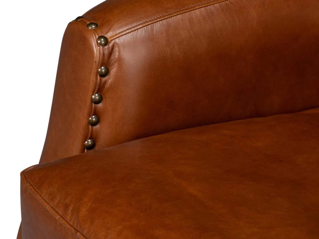 Taft Brown Leather Swivel Chair - Image 9