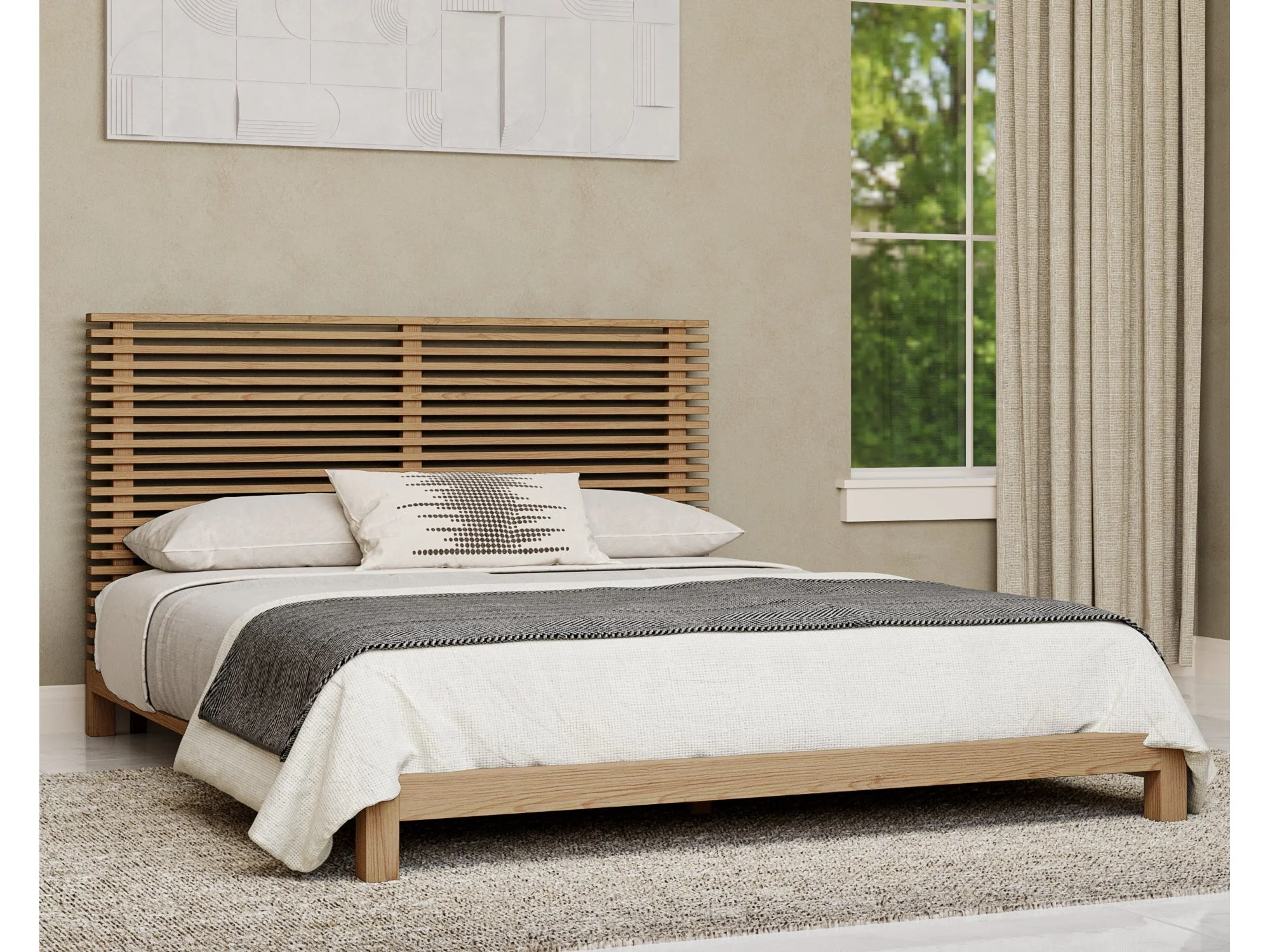 Tanner Solid Ash Full Platform Bed in Flaxen