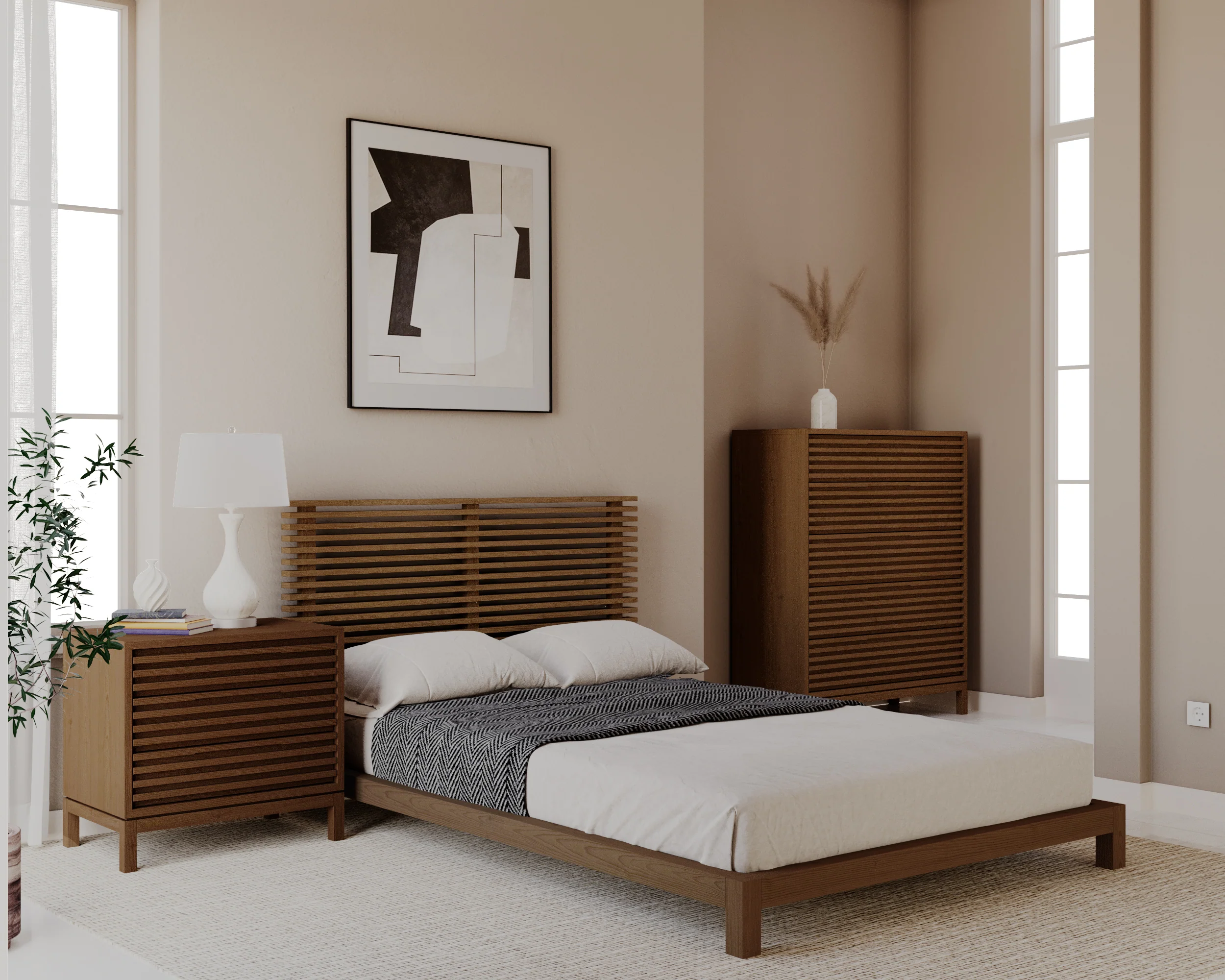 Tanner Queen Solid Ash California King Platform Bed in Roux - Image 7