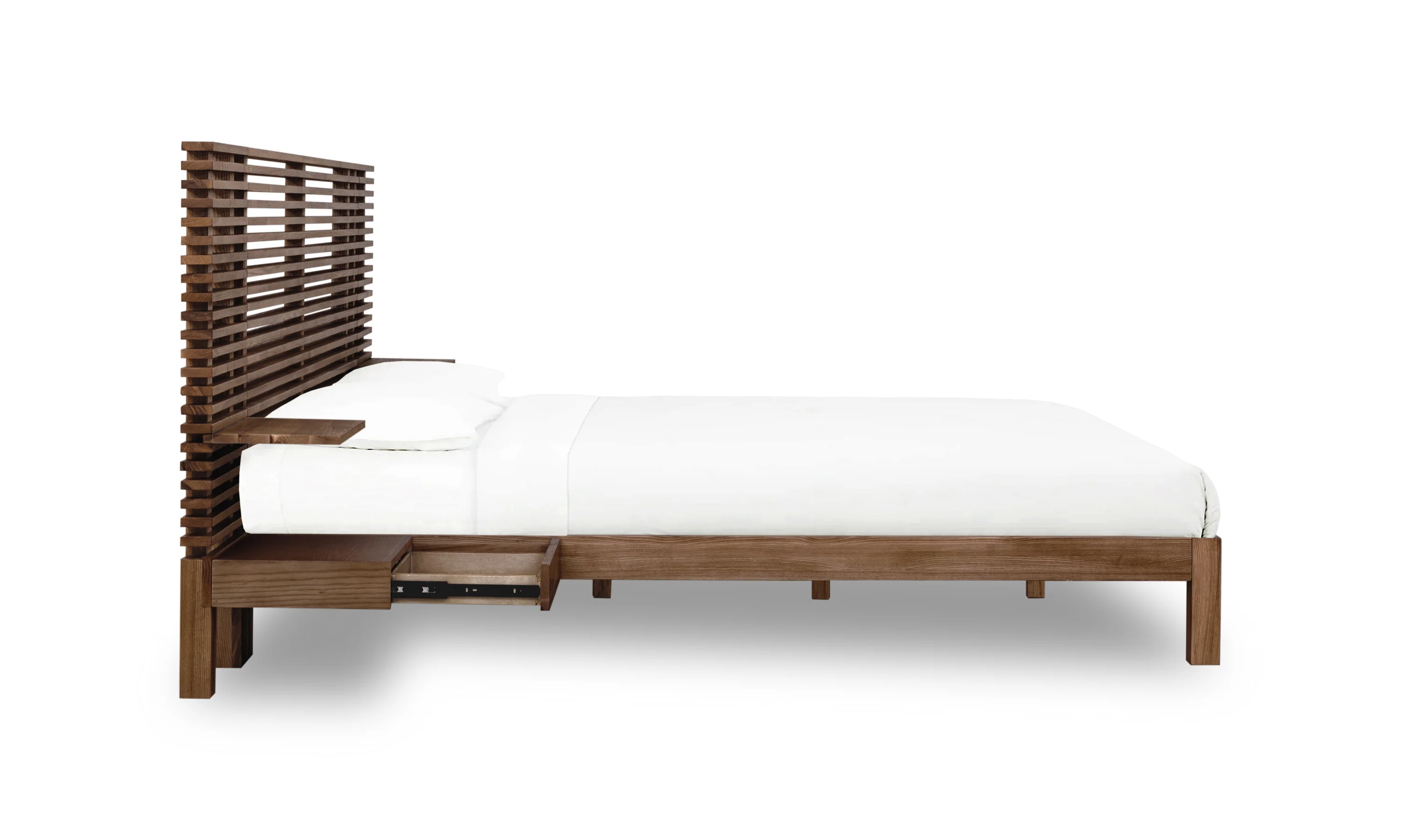 Tanner Solid Ash Queen Wall Bed with Integrated Nightstands in Roux - Image 3