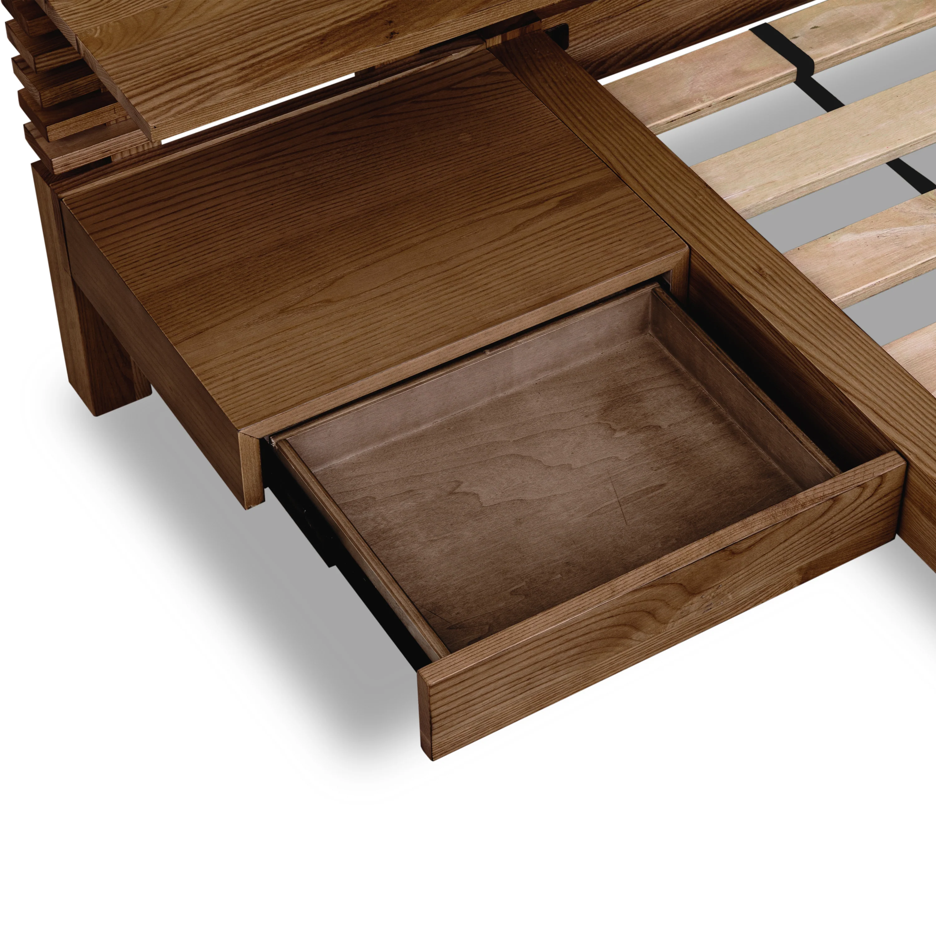 Tanner Solid Ash Eastern King Wall Bed with Integrated Nightstands in Roux - Image 5