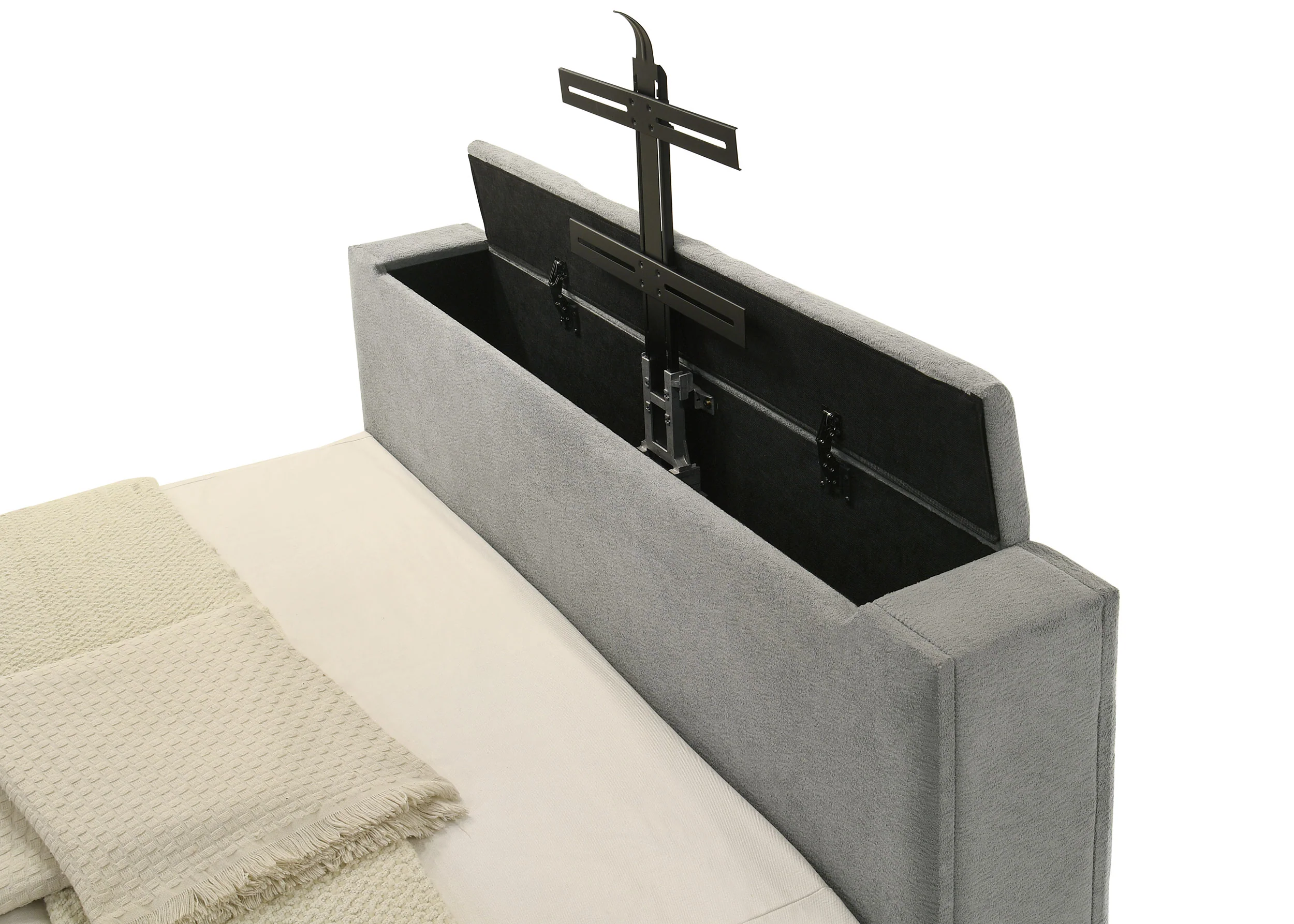 Tara Grey 61-inch Upholstered Eastern King Panel TV Bed - Image 10