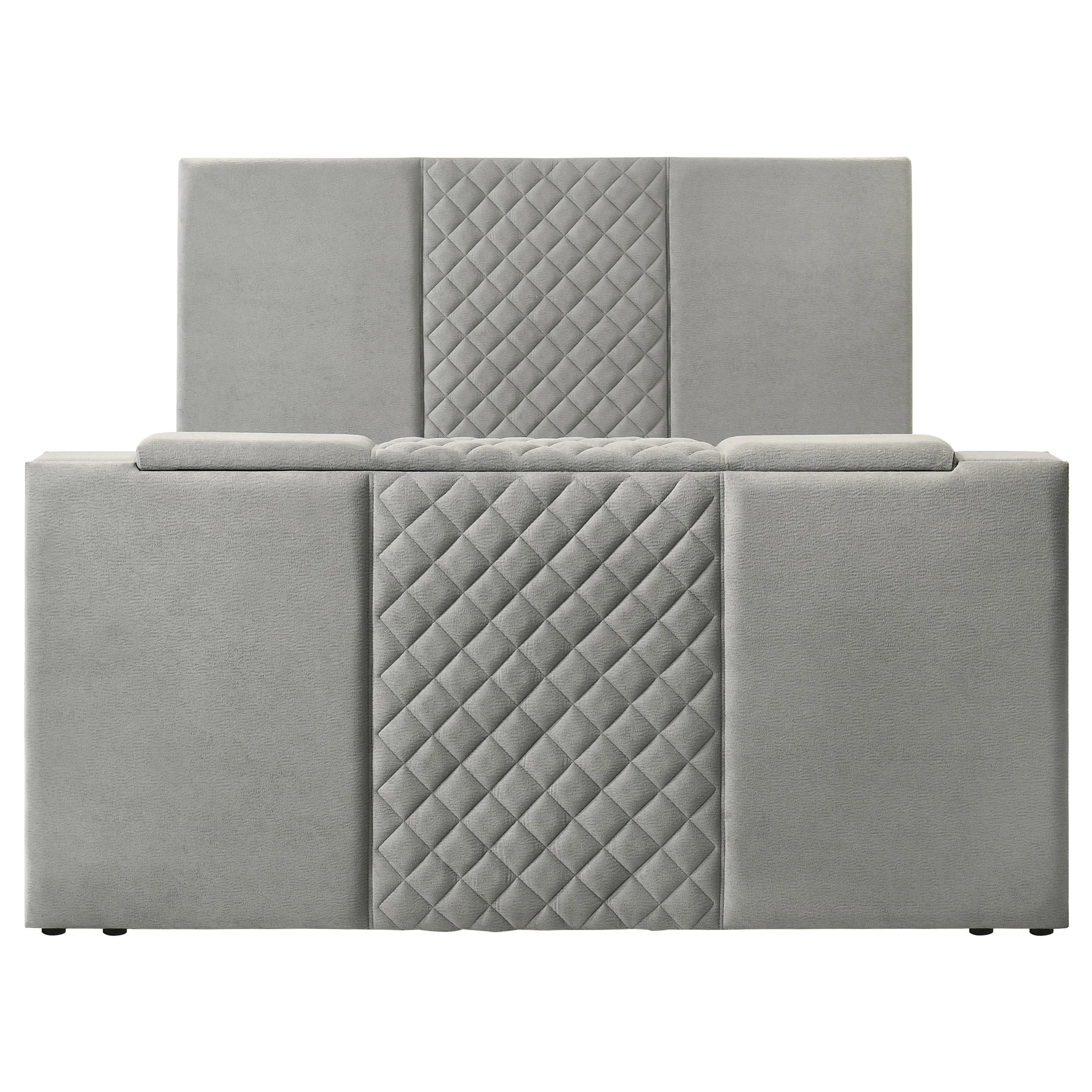 Tara Grey 61-inch Upholstered Eastern King Panel TV Bed - Image 6