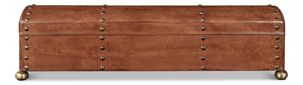 Telescope Brown Leather Box With Tacks - Image 3