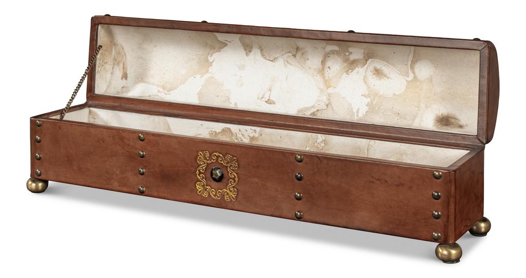 Telescope Brown Leather Box With Tacks - Image 9