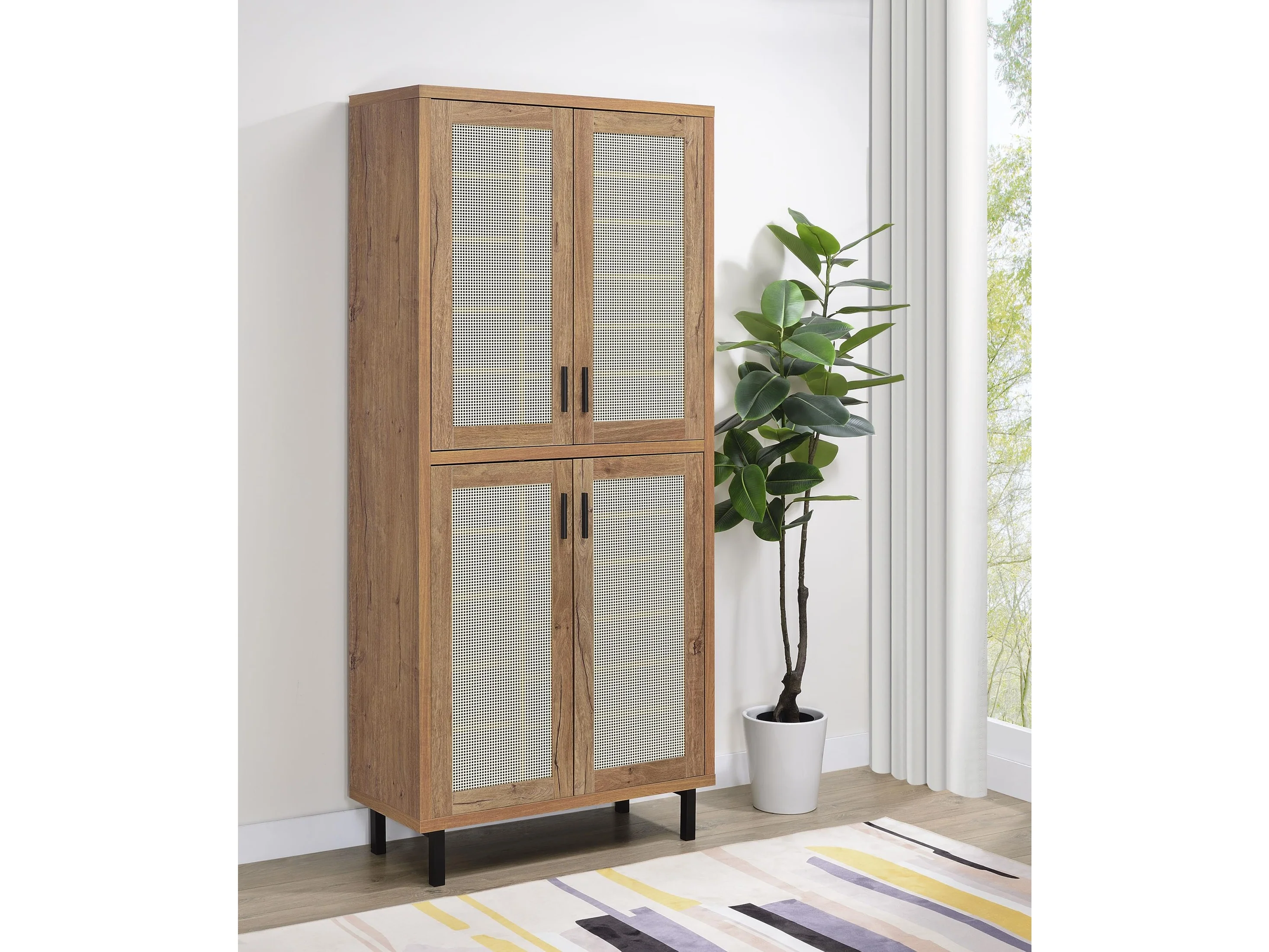 Teller Natural Oak 80-inch 4-door Tall Shoe Storage Cabinet