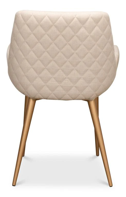 Thao White Linen Gold Legs Chair - Image 5