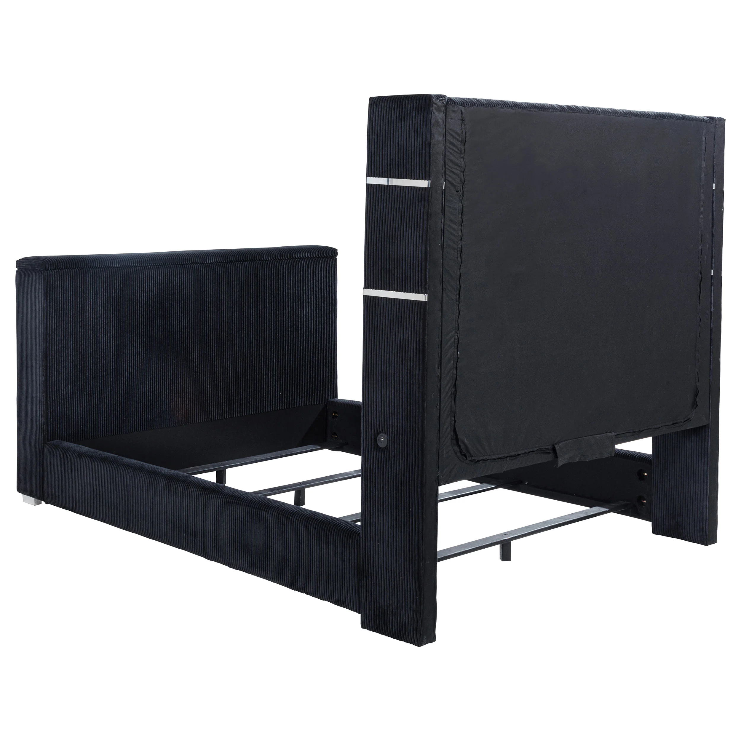Tisdall Black Eastern King Flame Visualizer Wingback TV Bed - Image 7