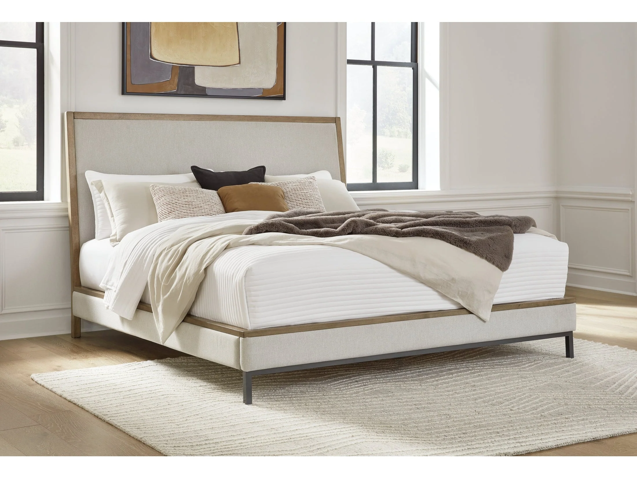 Tomtyn Light Brown King Upholstered Bed (Online Special Price)