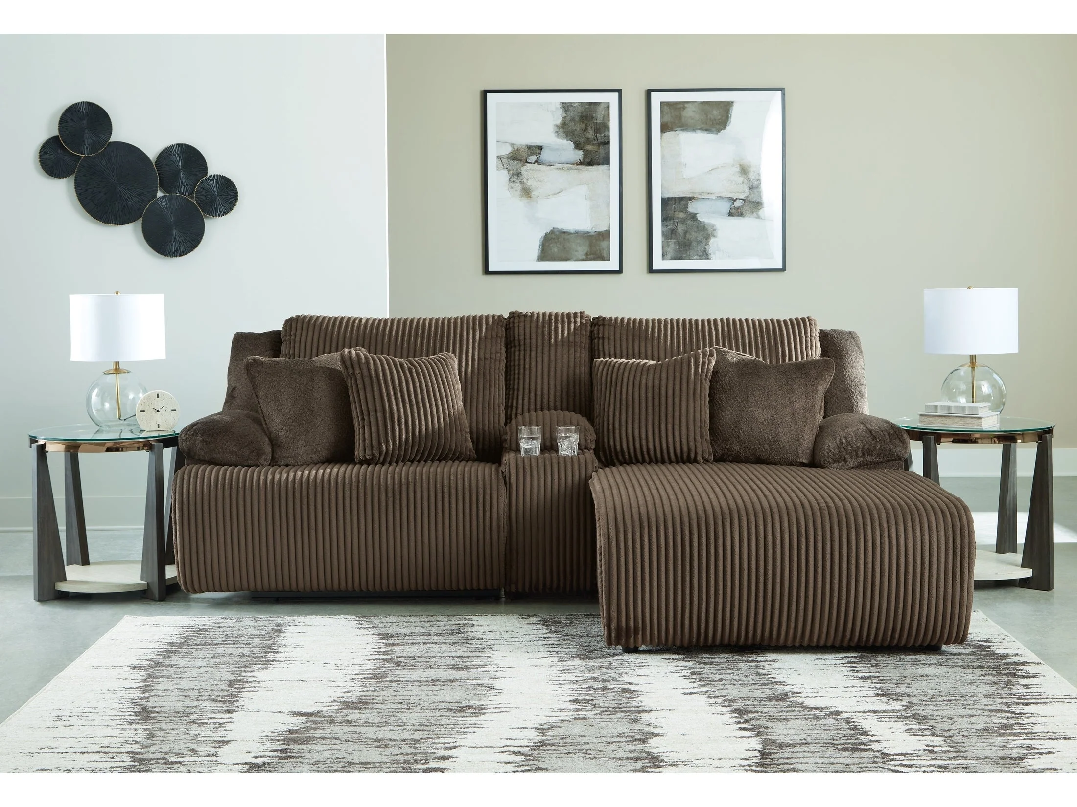 Top Tier Chocolate 3-Piece Reclining Sectional Sofa with RAF Chaise (Online Special Price)