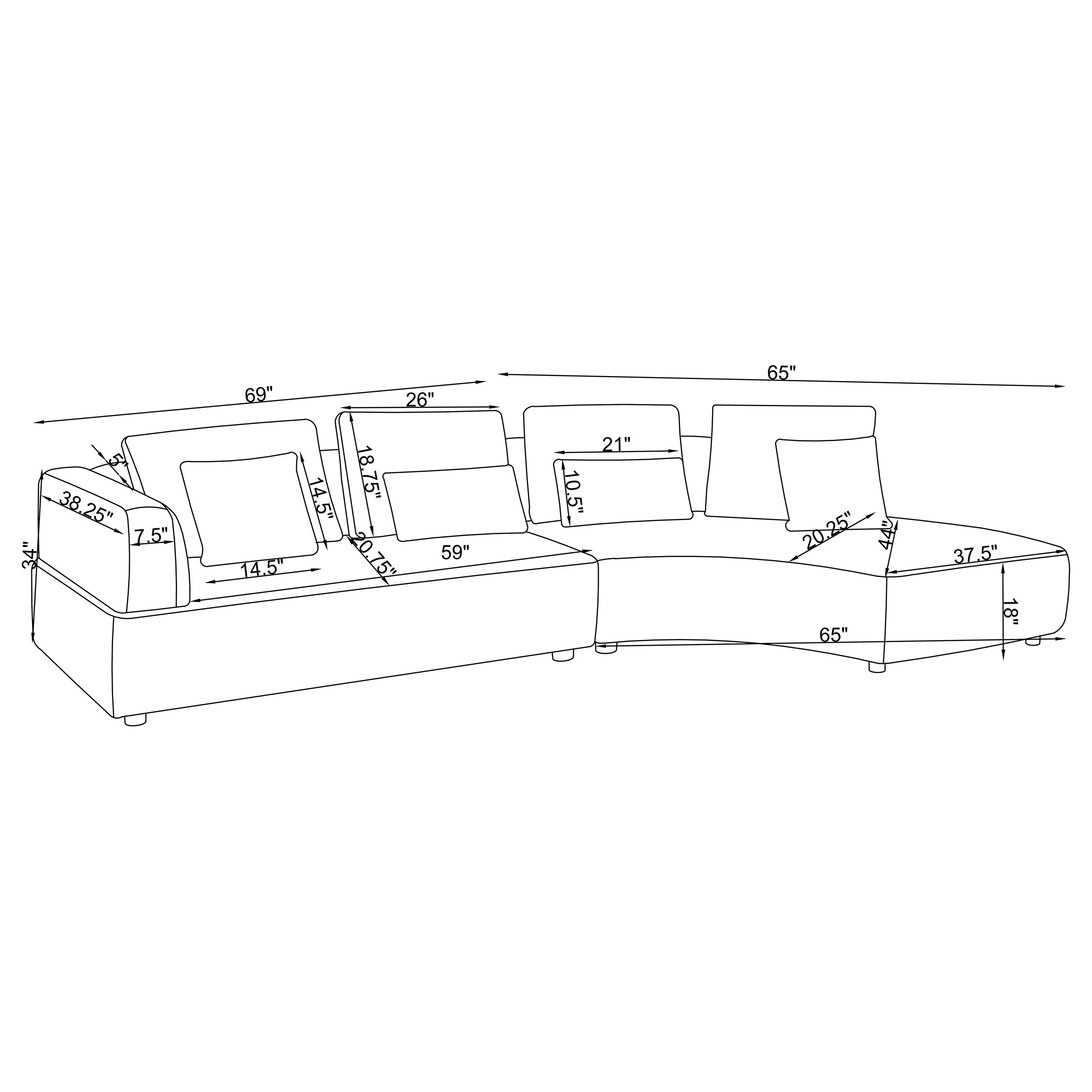 Toscano Grey Sectional Sofa - Image 9