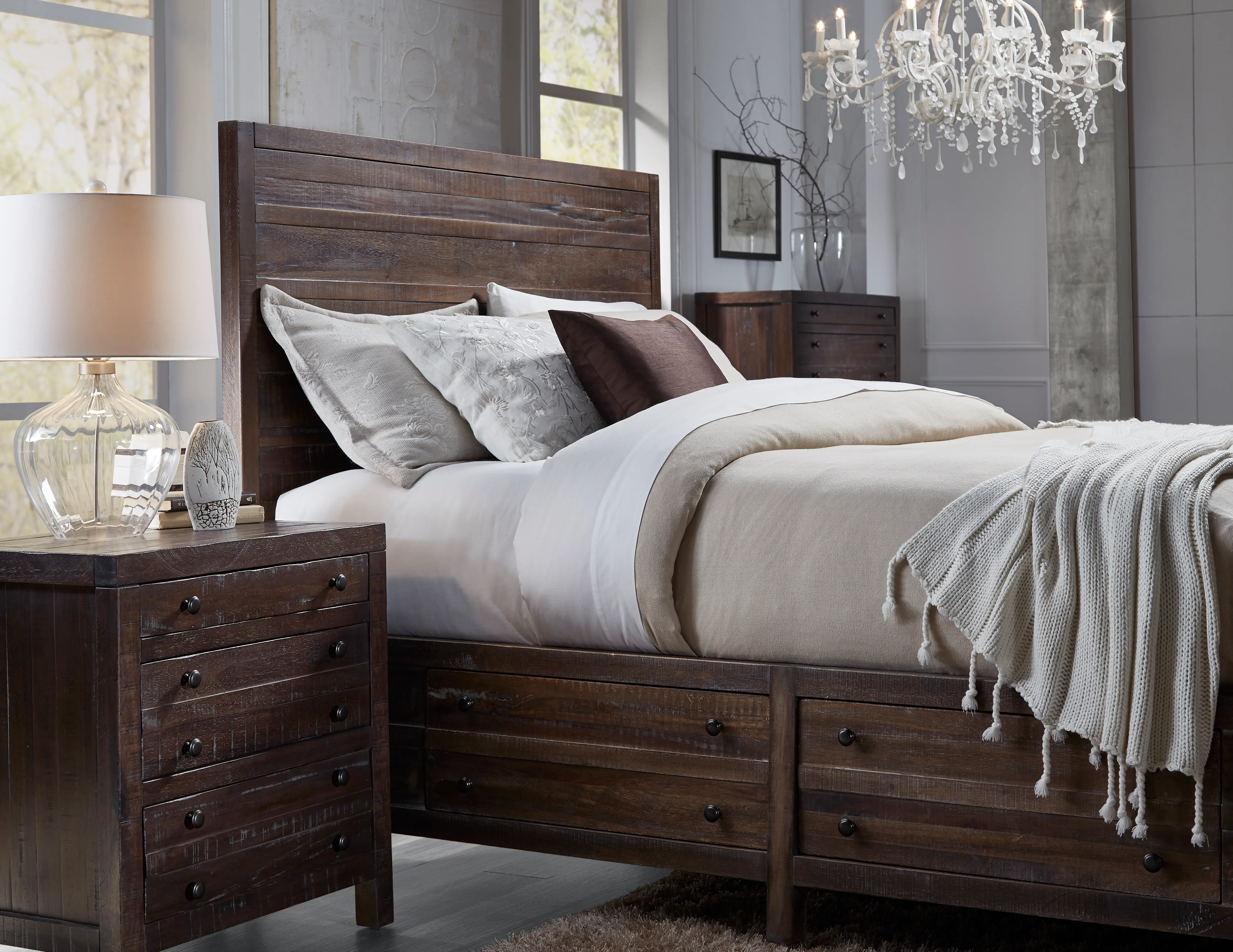 Townsend Solid Wood California King Storage Bed in Java - Image 3