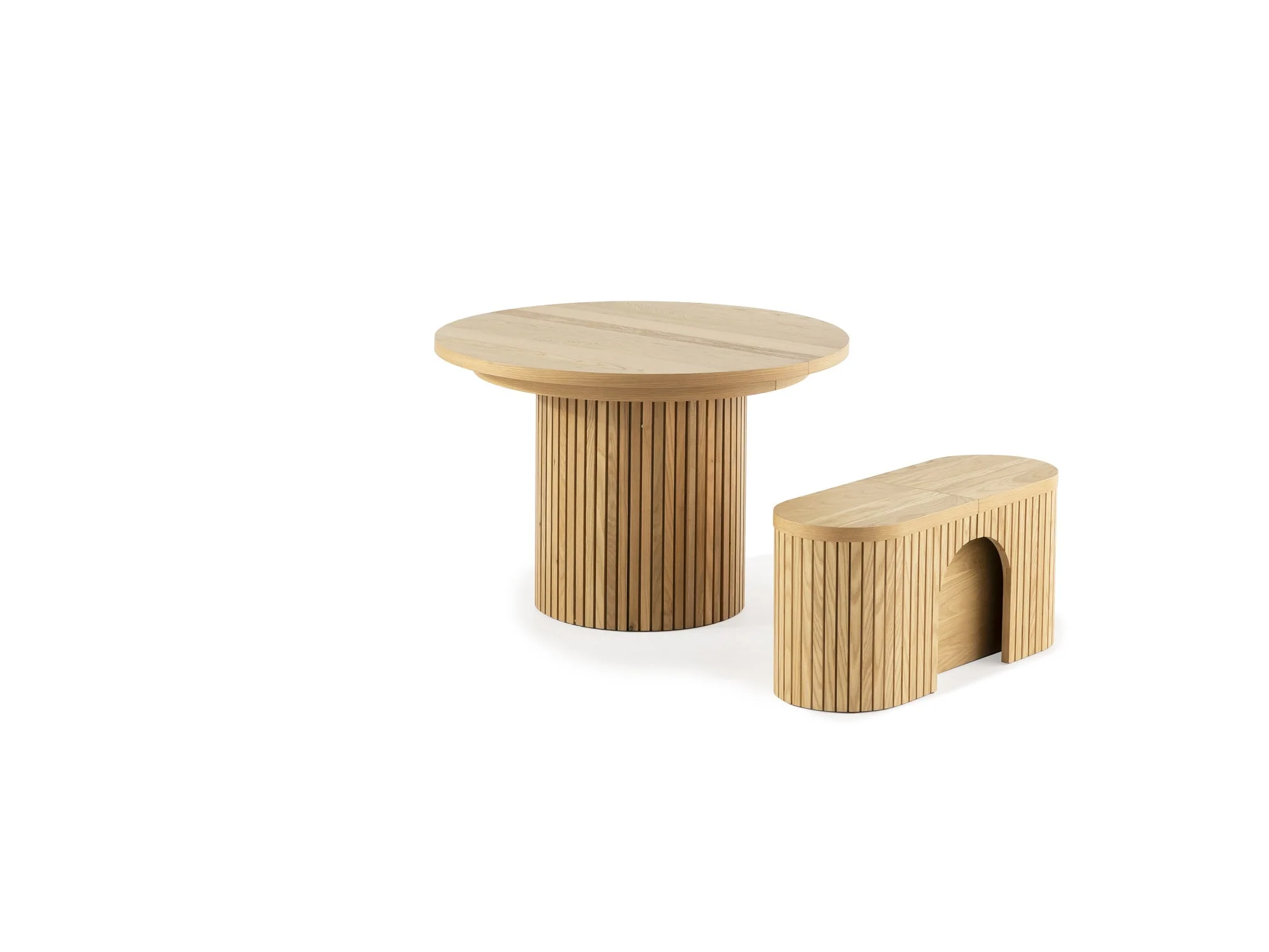 Transformer Scandinavian Oak Round Bench - Image 4