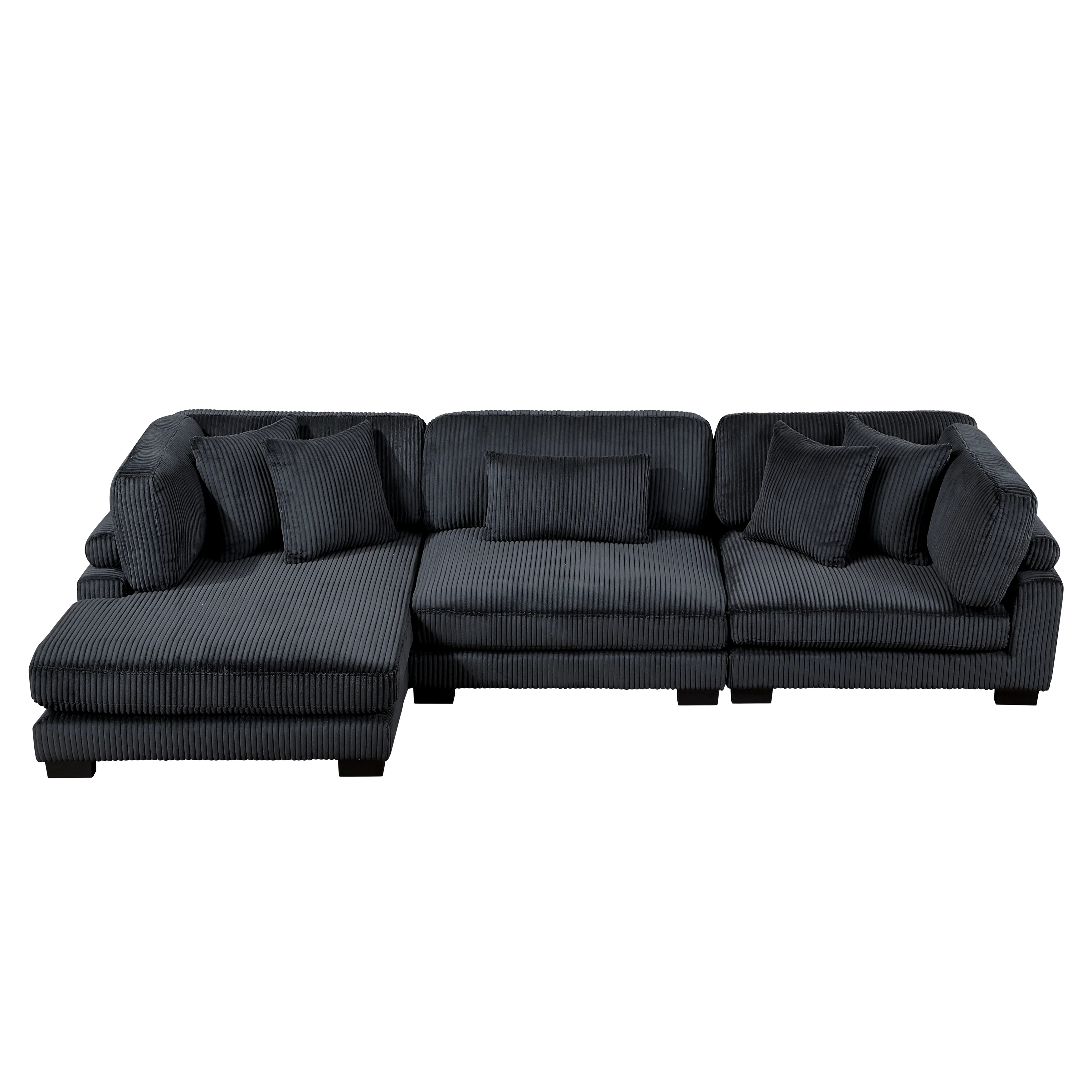 Traverse Black 3-Piece Modular Sectional with Reversible Chaise - Image 4