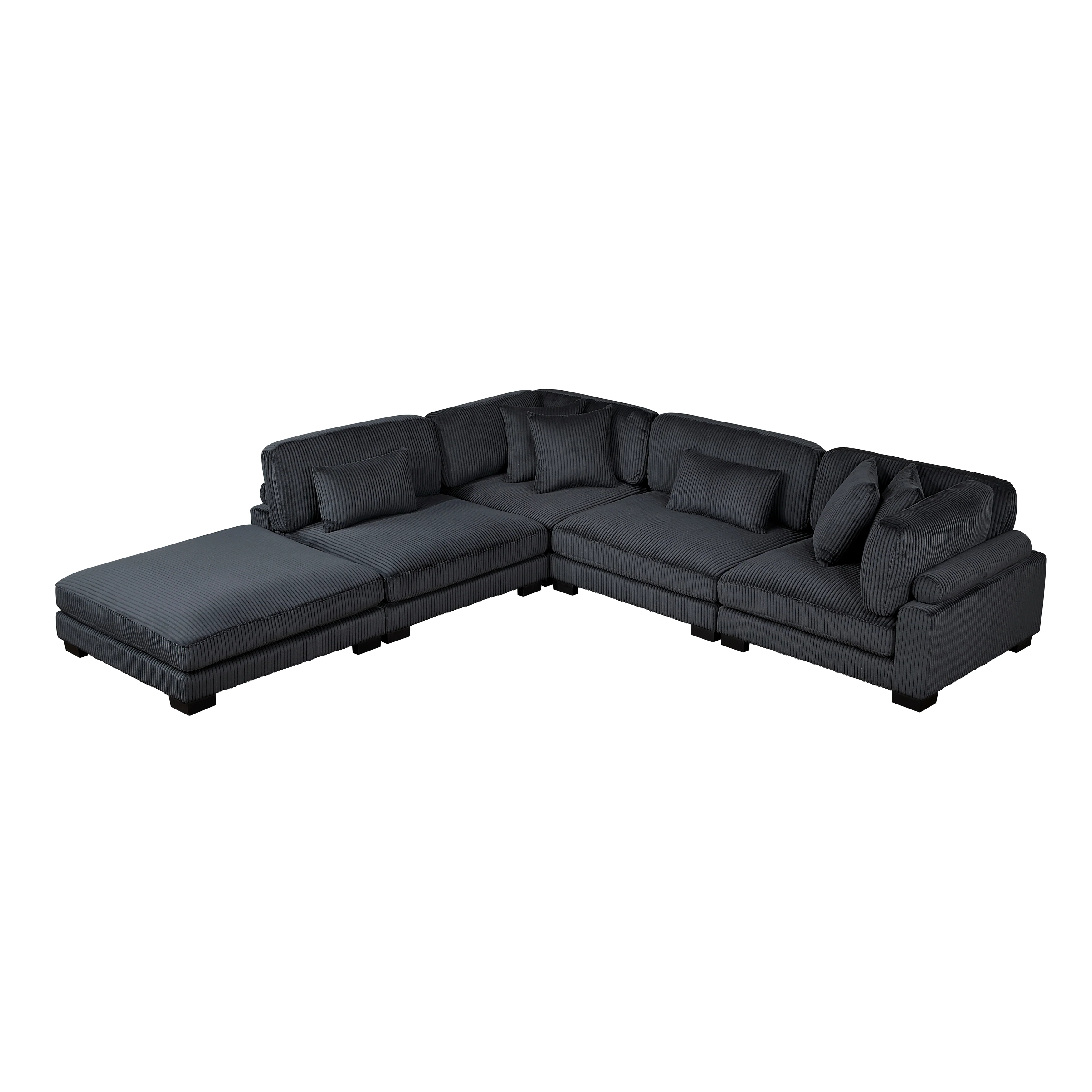 Traverse Black 5-Piece Modular Sectional with Ottoman - Image 2