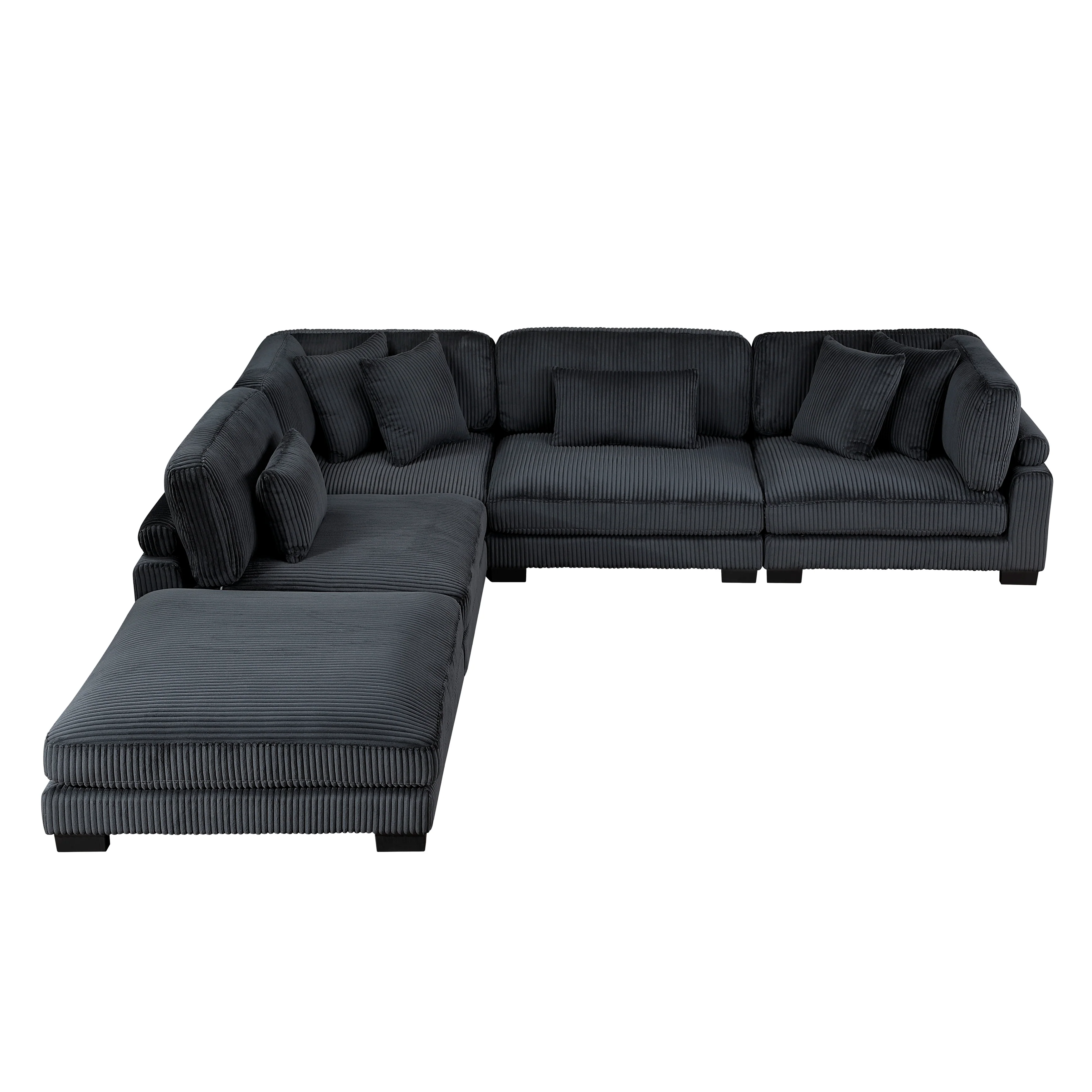 Traverse Black 5-Piece Modular Sectional with Ottoman - Image 4