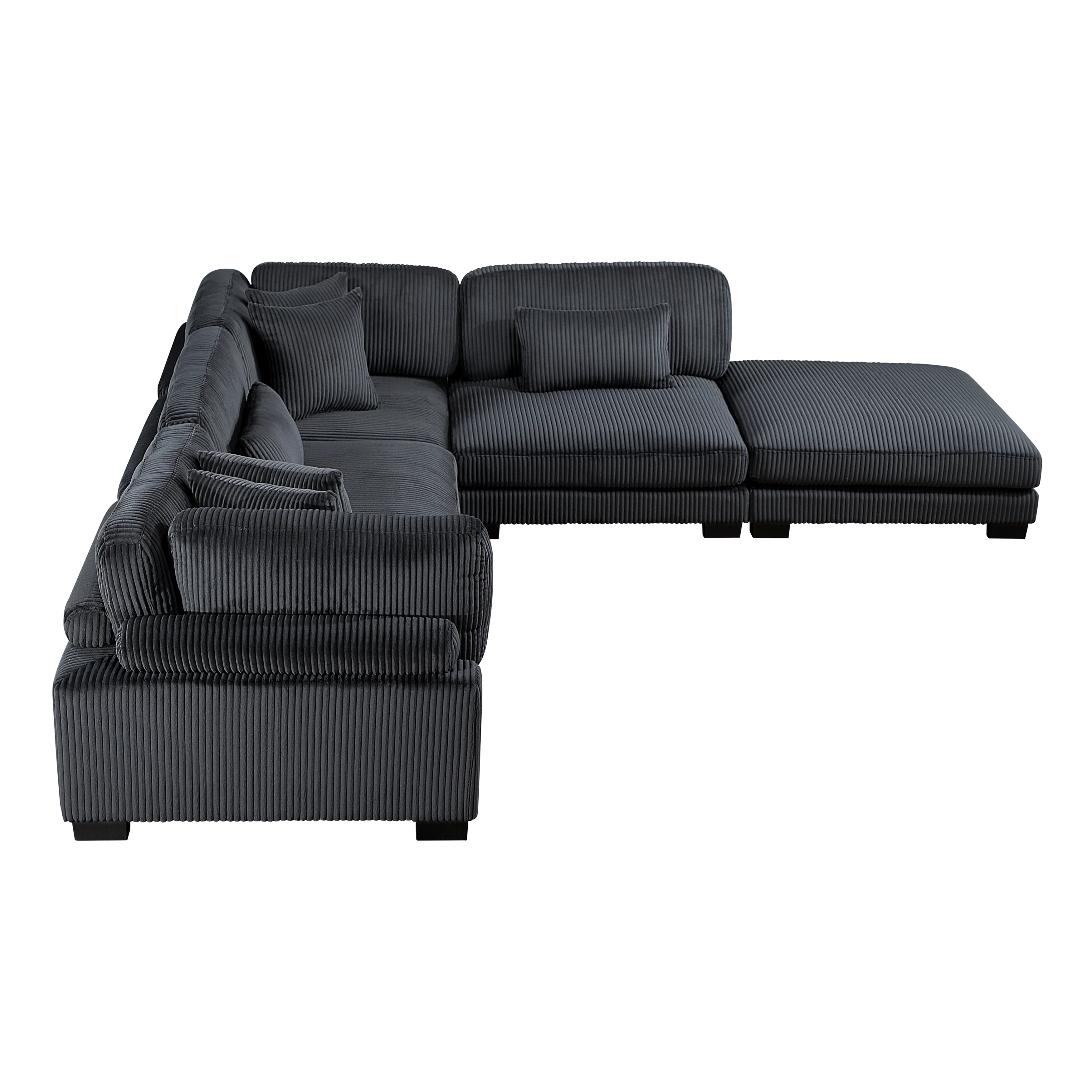 Traverse Black 5-Piece Modular Sectional with Ottoman - Image 5