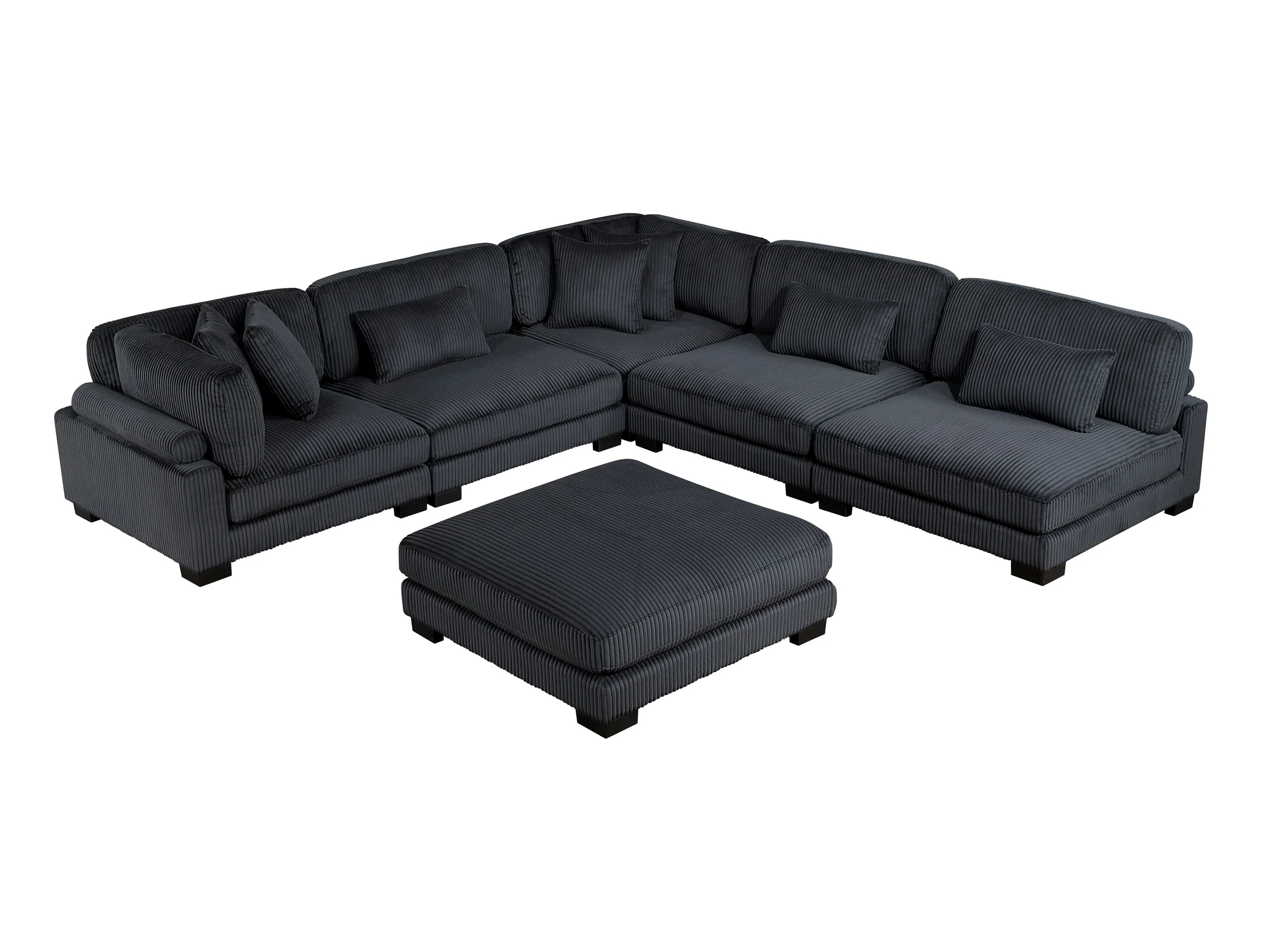 Traverse Black 6-Piece Modular Sectional with Ottoman