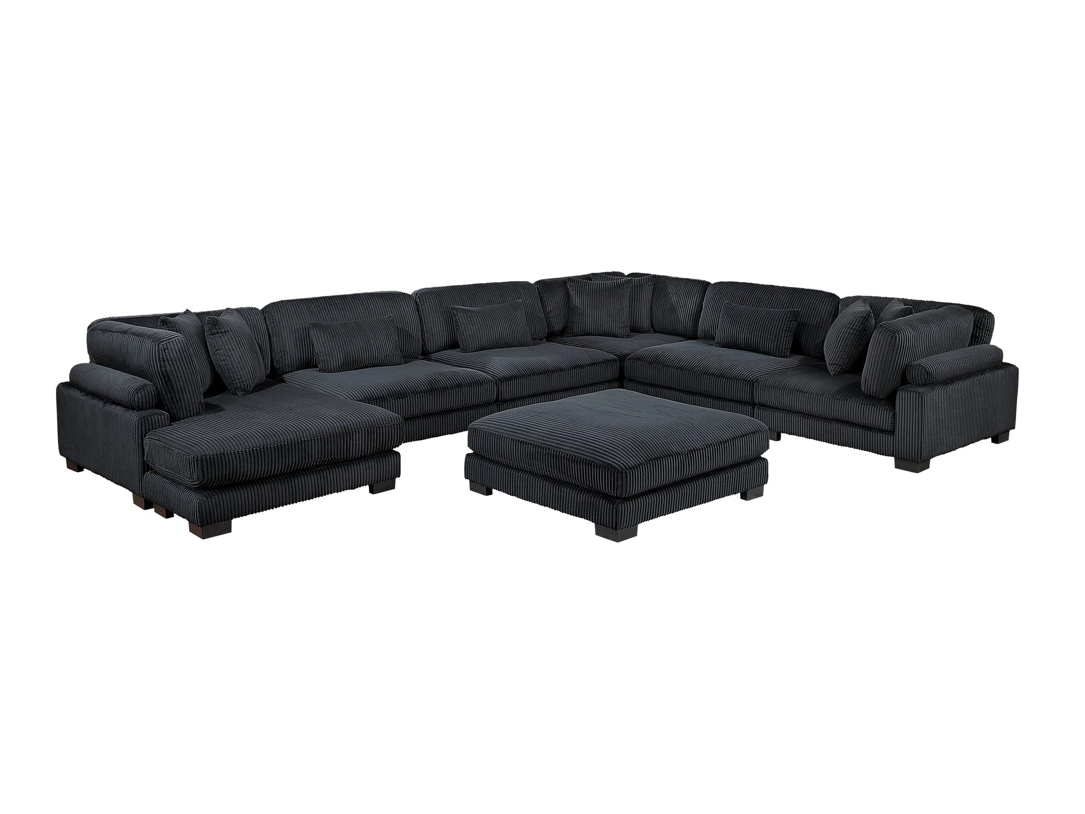 Traverse Black 7-Piece Modular Sectional with Reversible Chaise and Ottoman