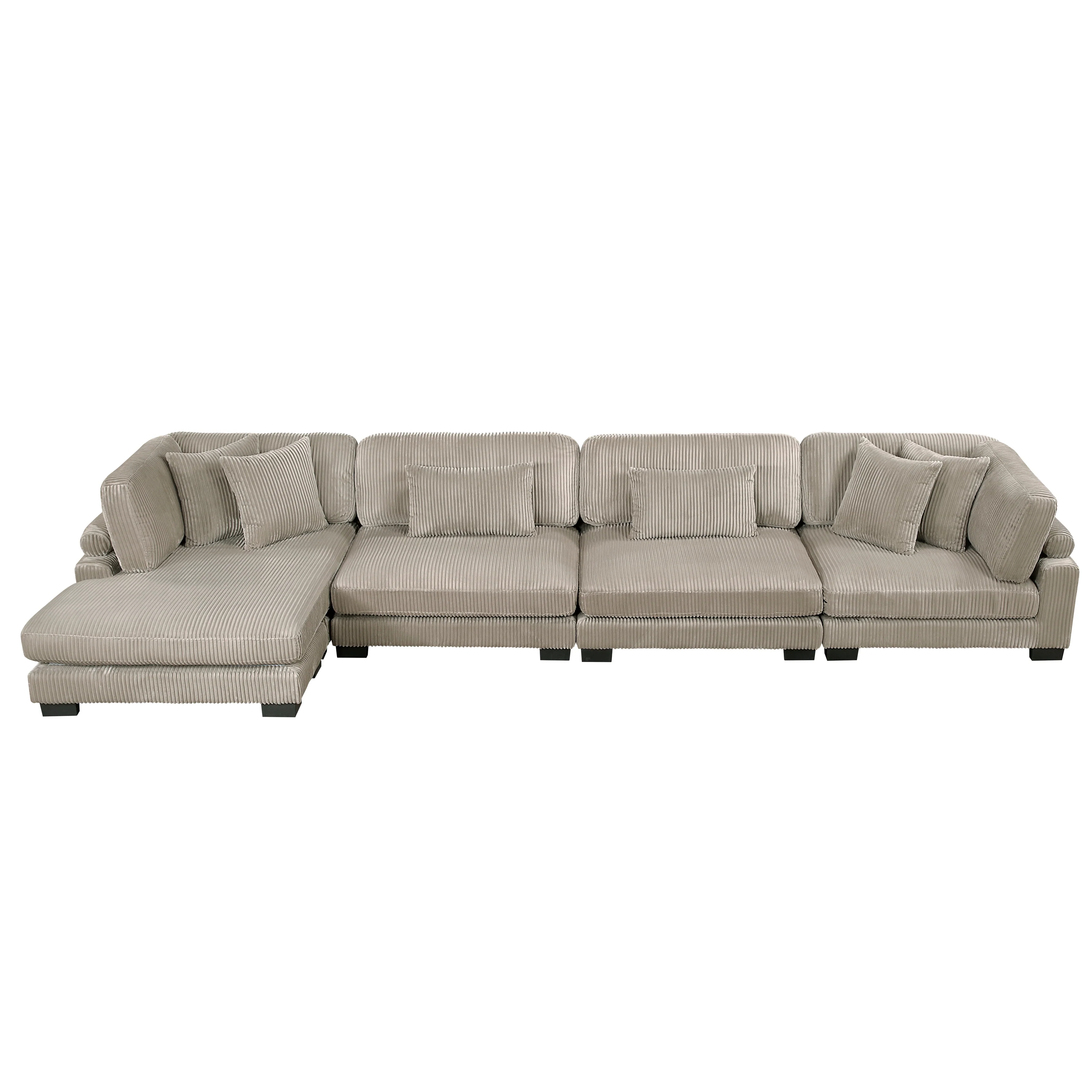 Traverse Taupe 4-Piece Modular Sectional with Reversible Chaise - Image 4