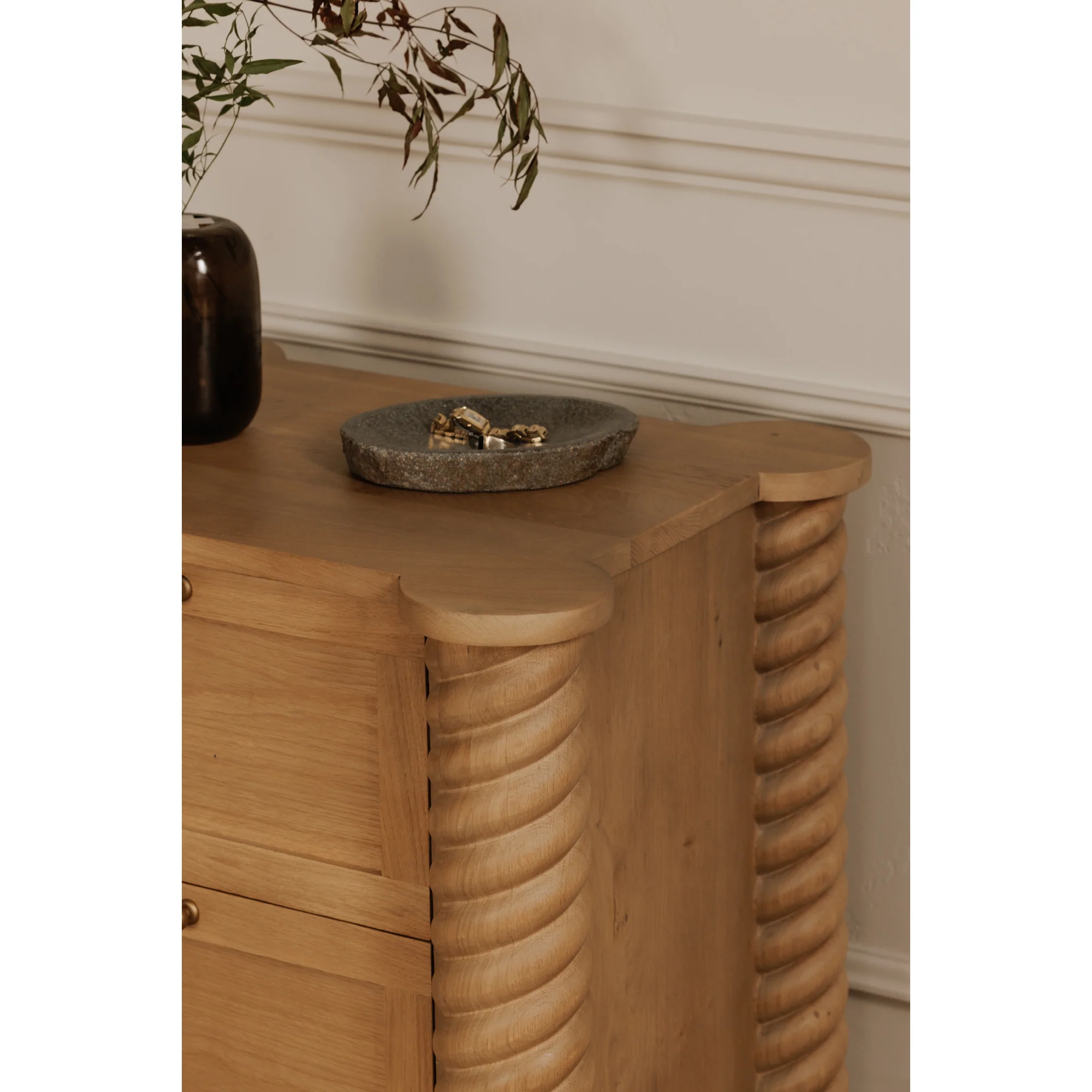 Treccia Oak 2 Drawer Nightstand - Image 11