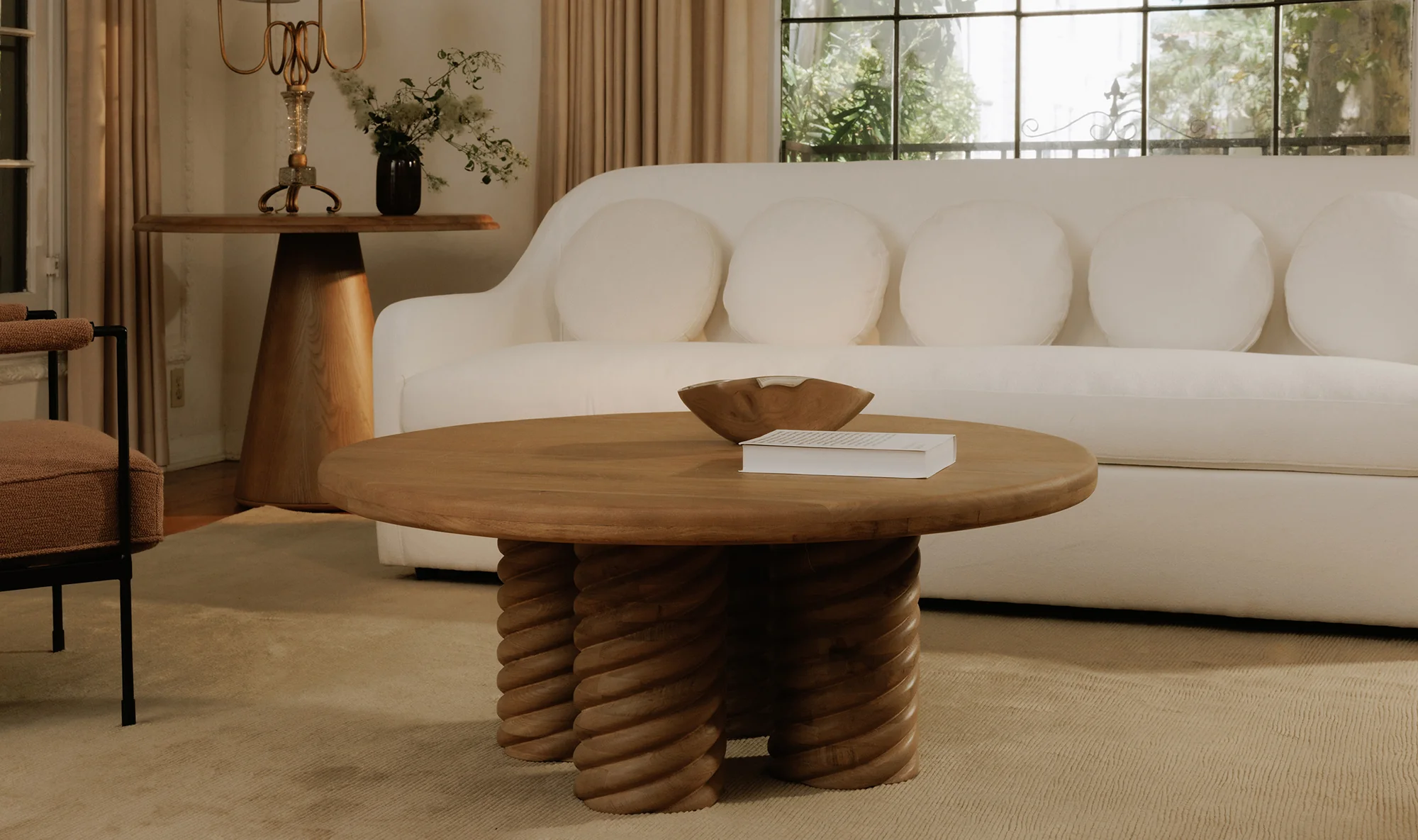 Treccia Oak Round Coffee Table Oak - Image 4
