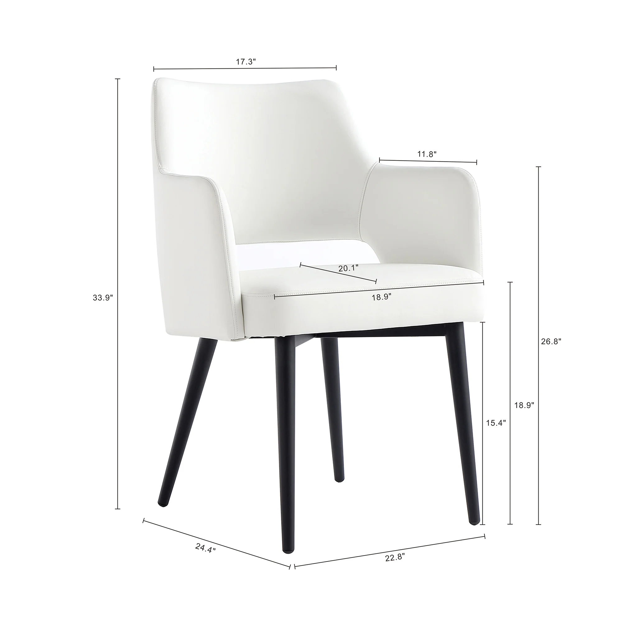 Tremont Dining Arm Chair in White (set of 2) - Image 3