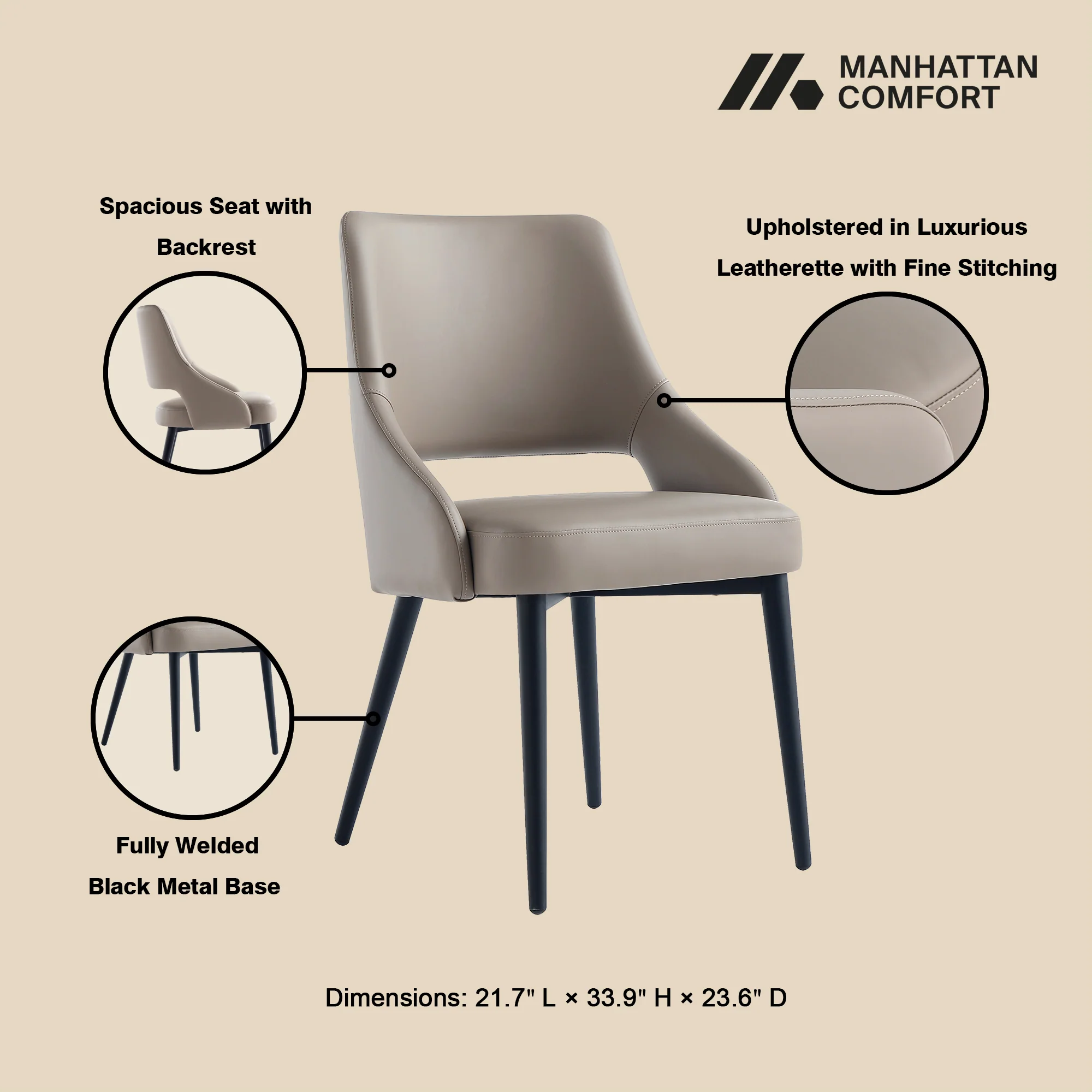 Tremont Dining Chair in Taupe (set of 2) - Image 4