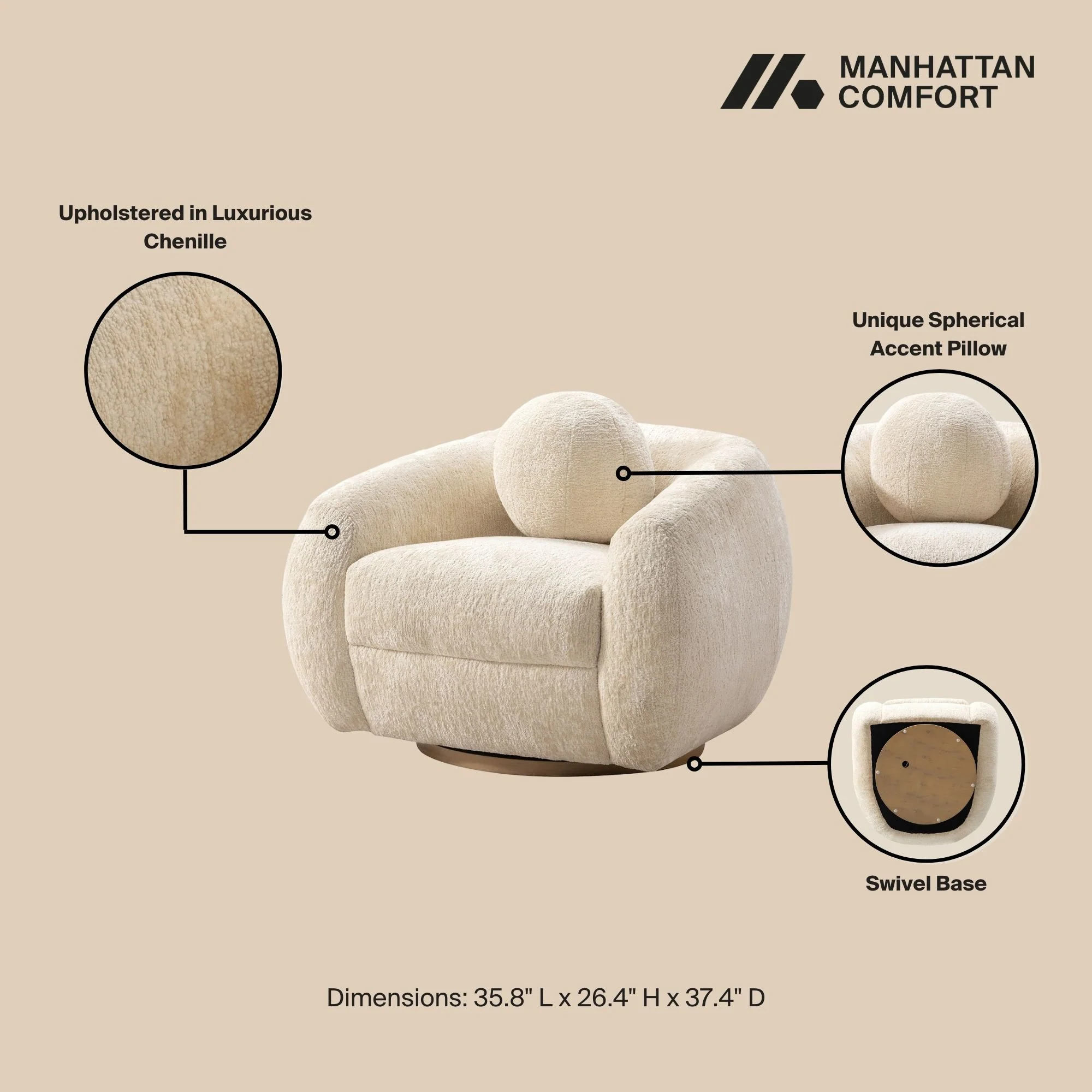 Tribeca Accent Chair in Cream - Image 4