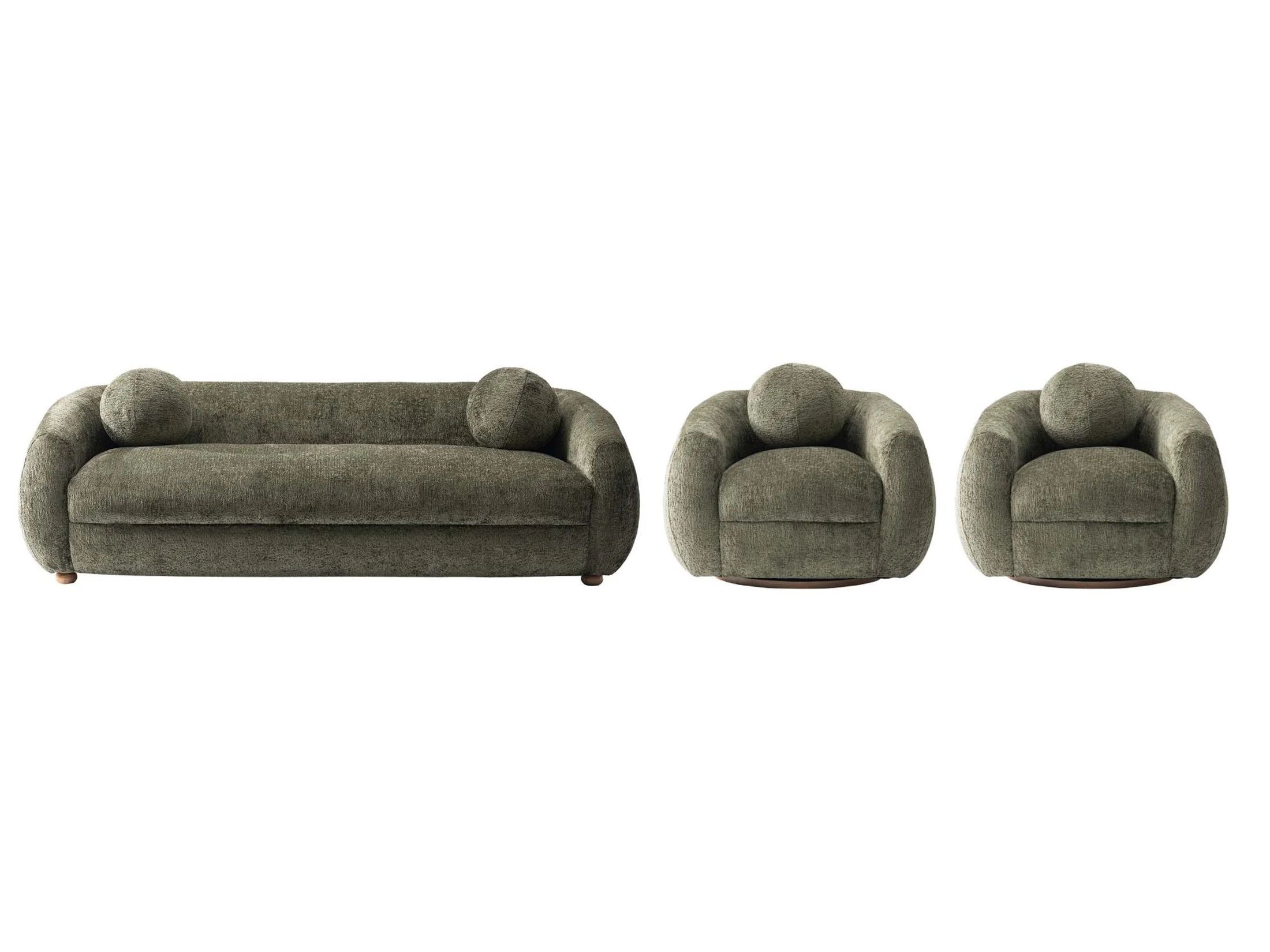 Tribeca Sofa and Accent Chairs in Olive Green (set of 3)