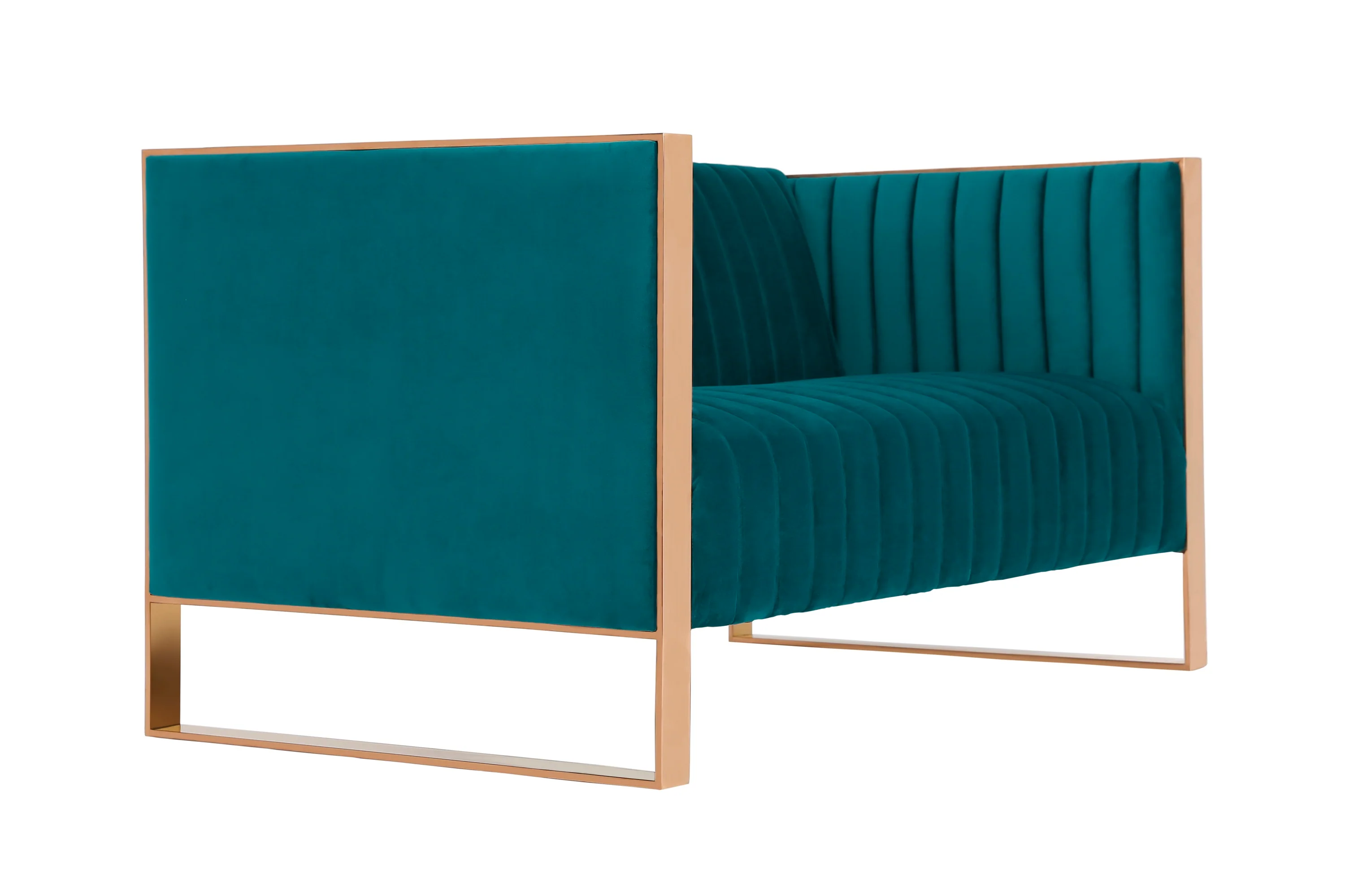 Trillium Loveseat in Aqua Blue and Gold - Image 4