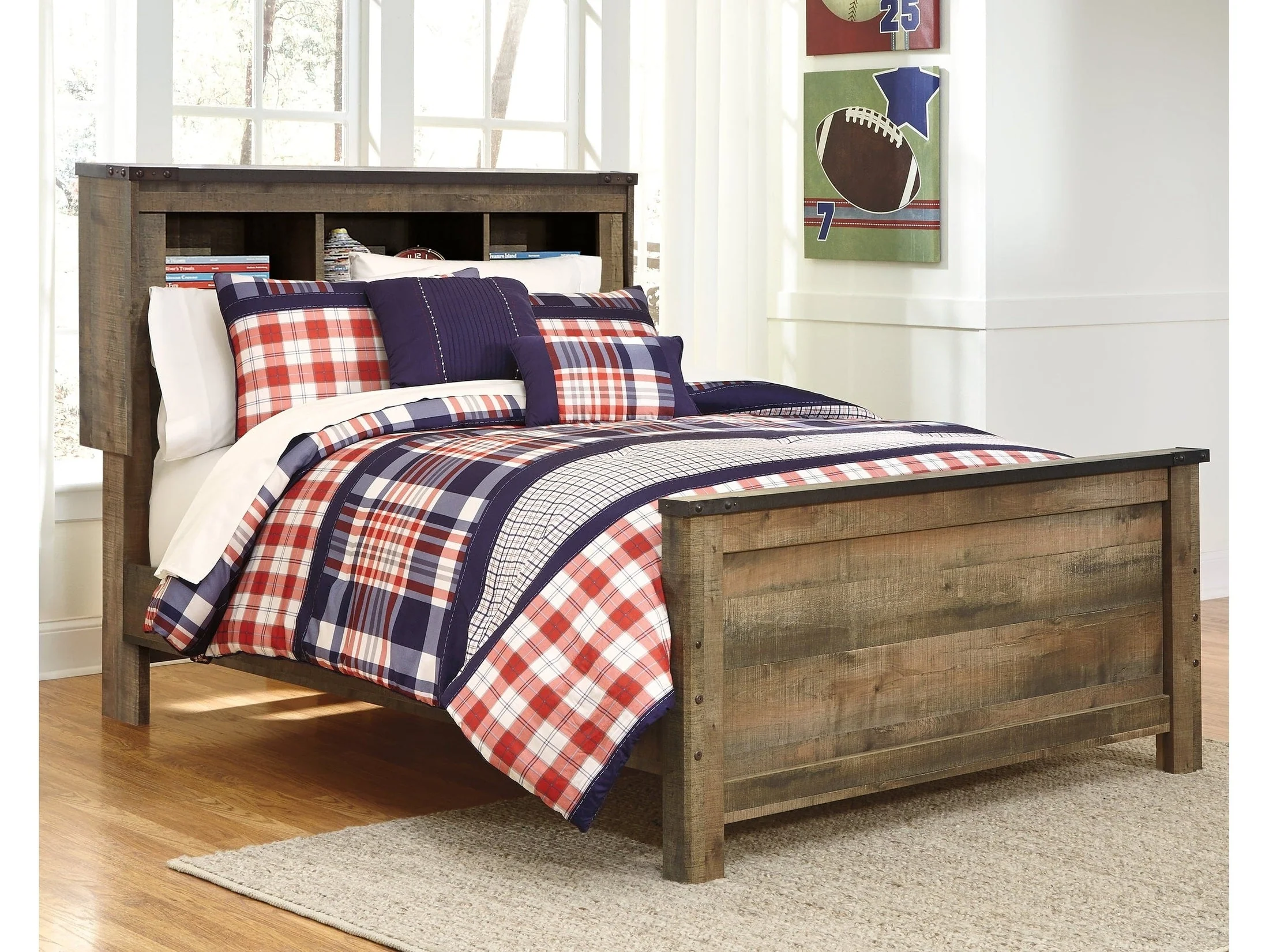 Trinell Brown Full Bookcase Panel Youth Bed (Online Special Price)