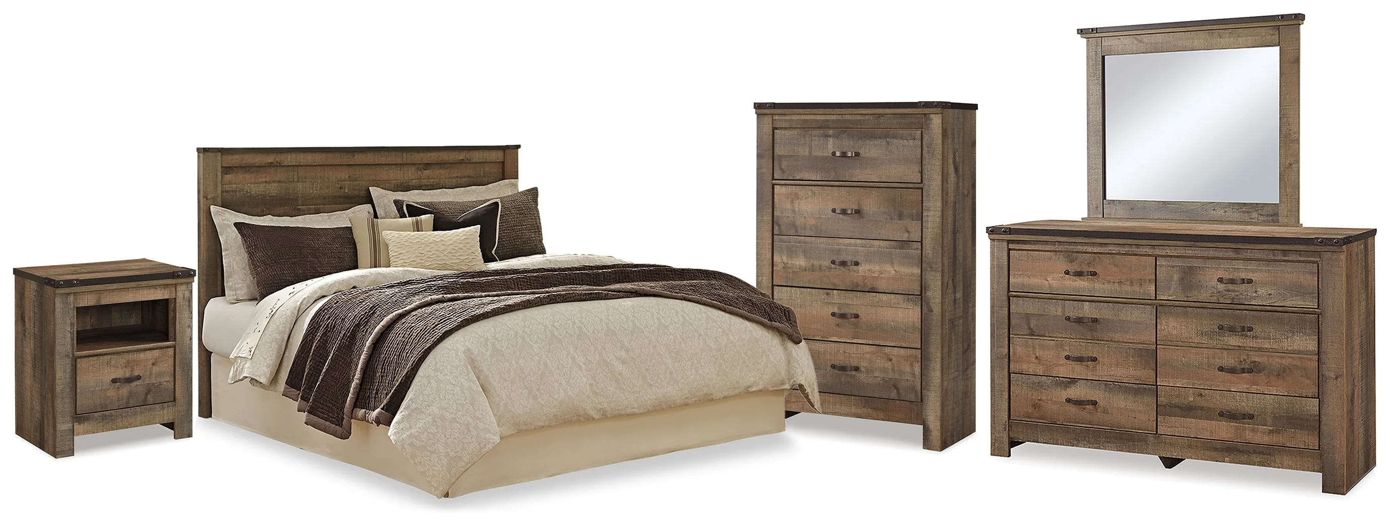Trinell Brown Queen Panel Headboard & Dresser & Mirror & Chest & Nightstand (Online Special Price) - Image 2