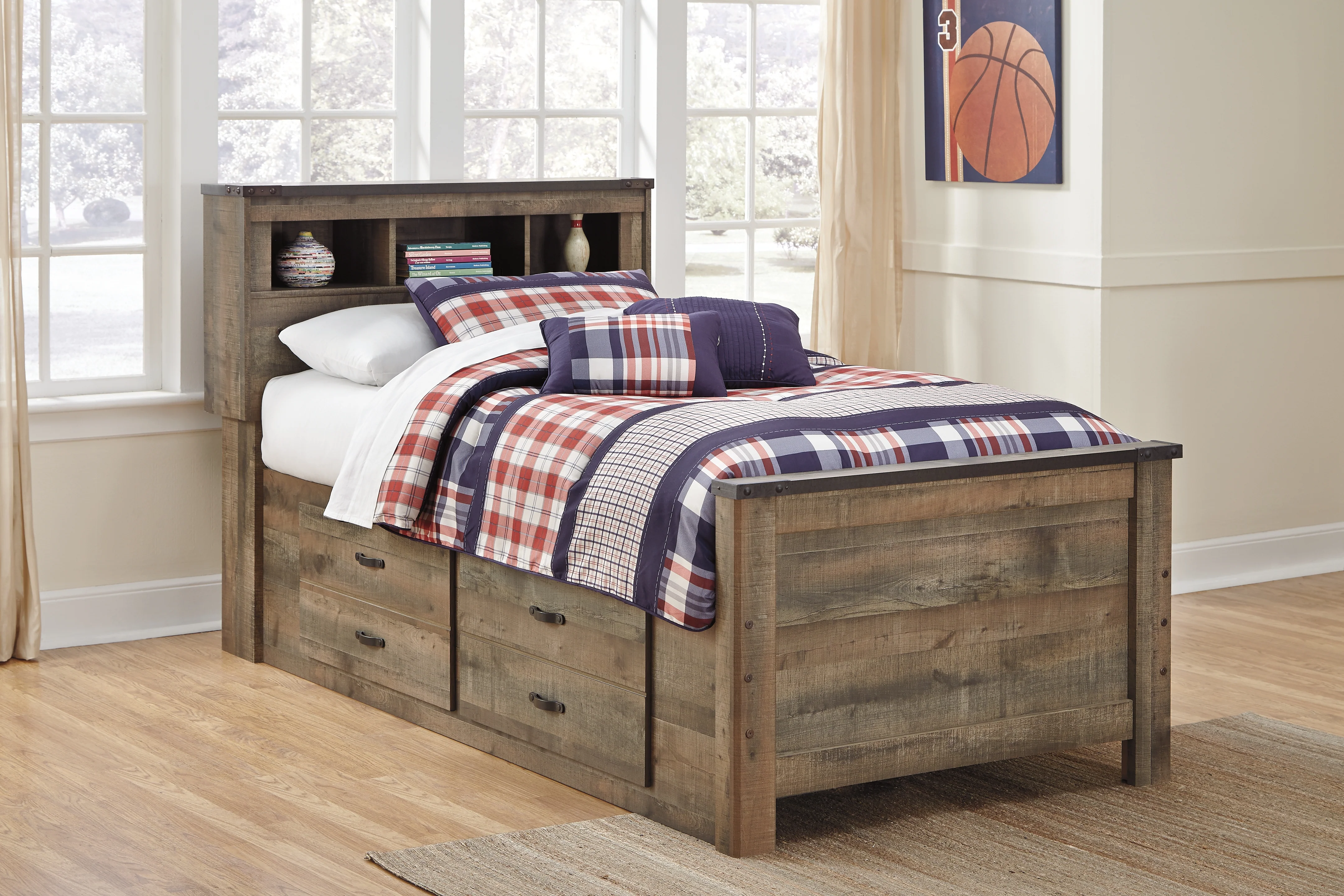 Trinell Brown Twin Bookcase Bed, Dresser and 2 Nightstands - Image 10