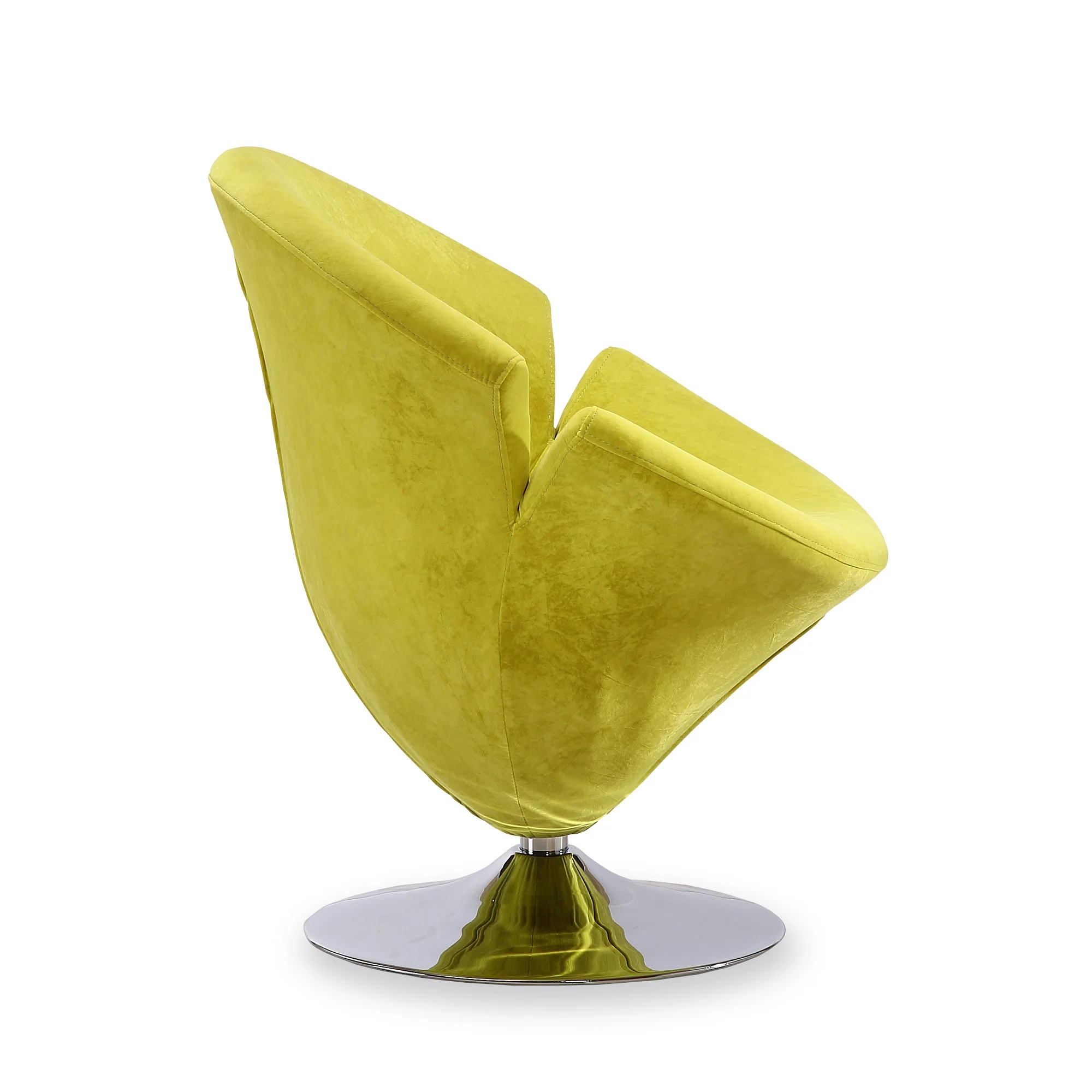 Tulip Swivel Accent Chair in Green and Polished Chrome - Image 6